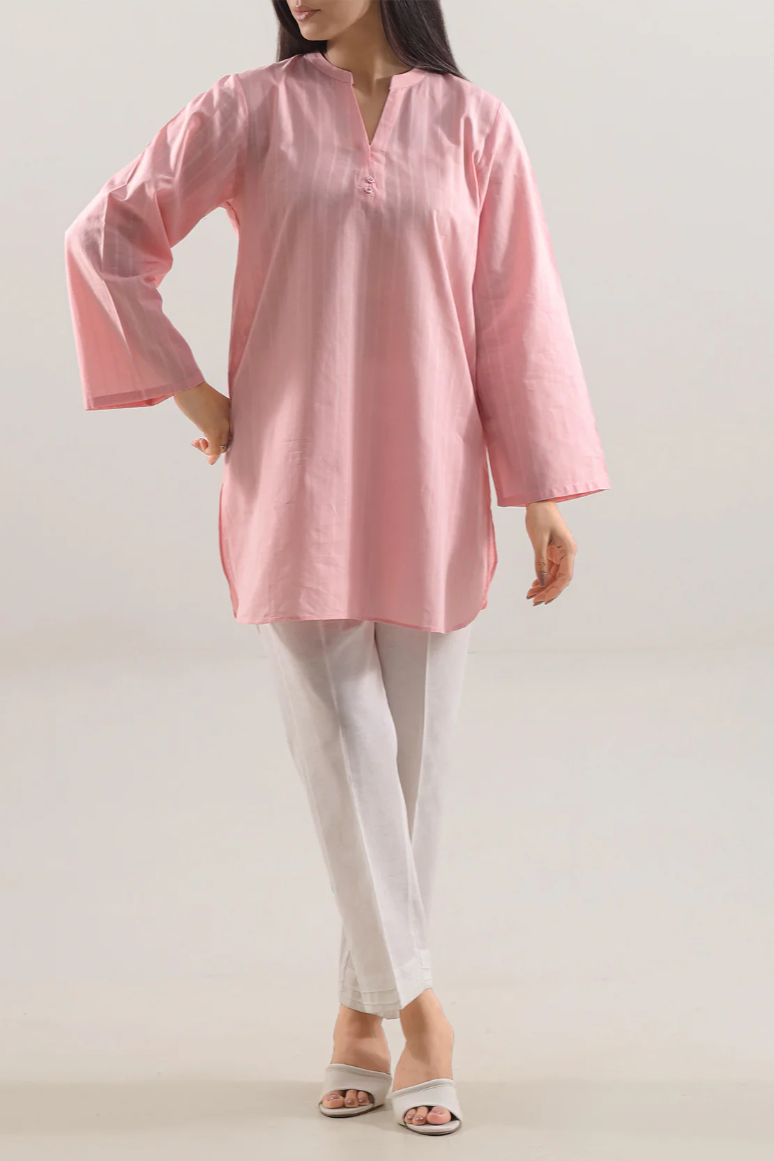 Solid Cotton Stitched Shirt - Image 3