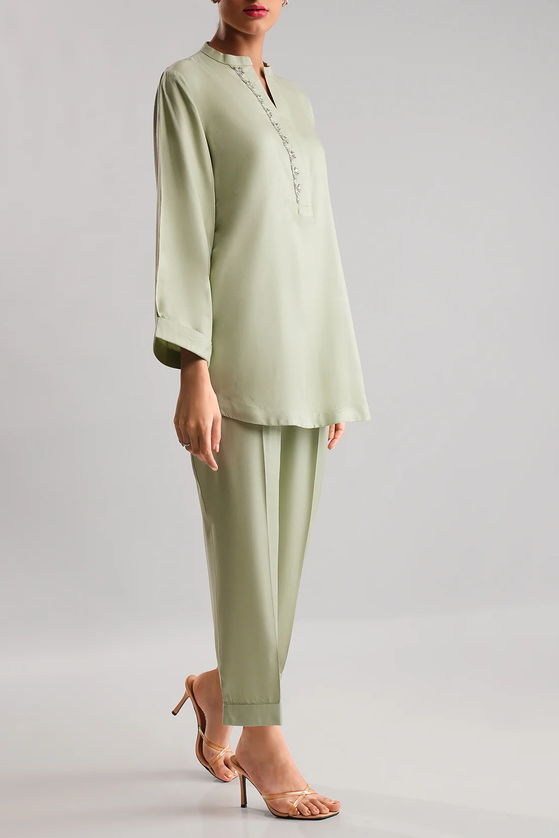Solid Dobby Crepe Stitched 2 Piece (Shirt/Trouser) - Image 3