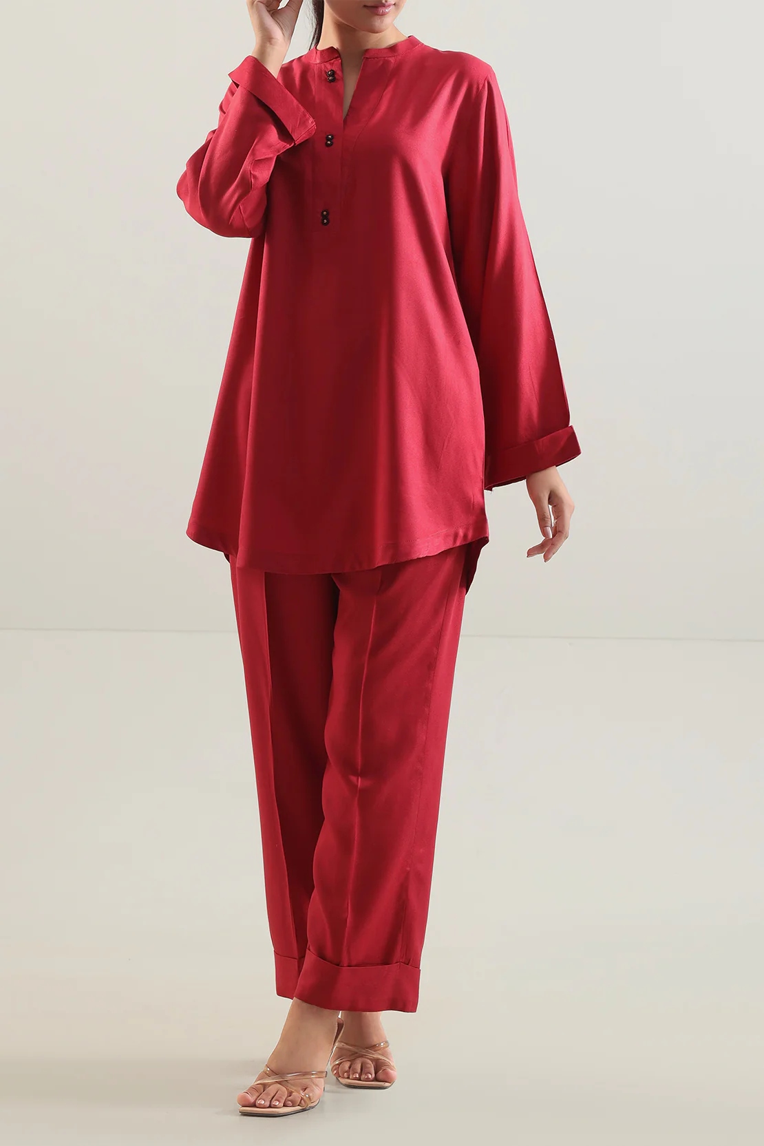 Solid Dobby Crepe Stitched Shirt