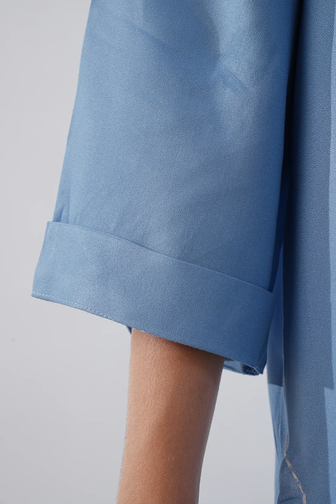 Solid Dobby Crepe Stitched Shirt - Image 5