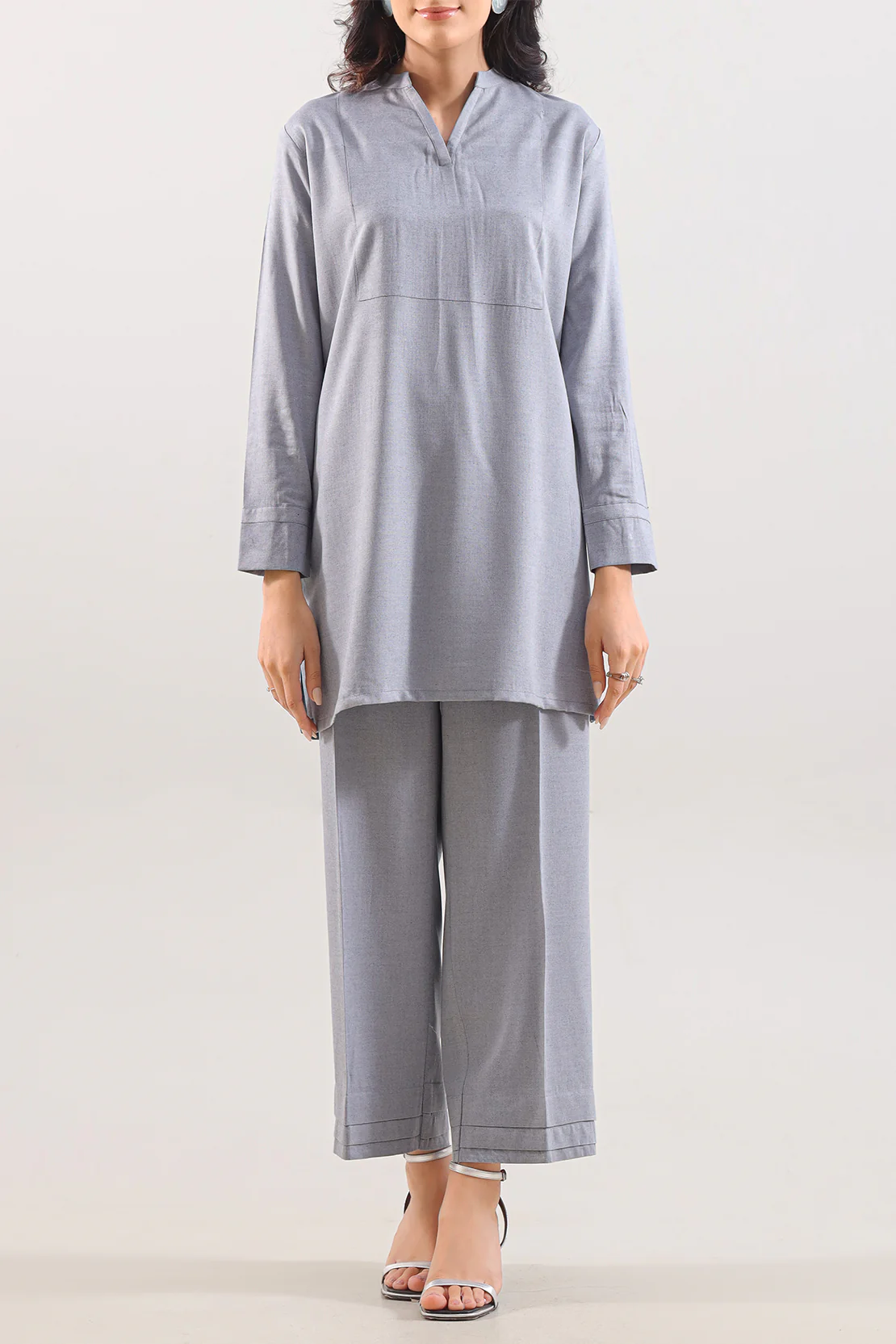 Solid Peach Fabric Stitched 2 Piece (Shirt/Trouser)