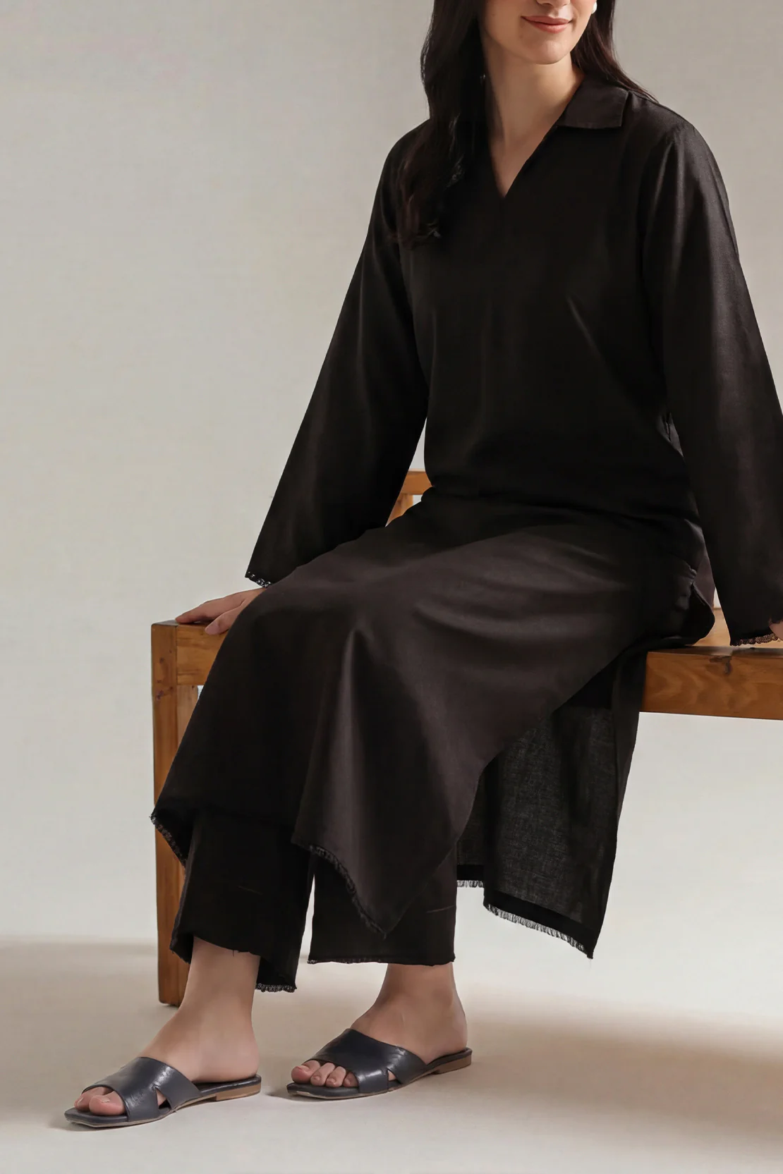Solid Peach Fabric Stitched 2 Piece (Shirt/Trouser)