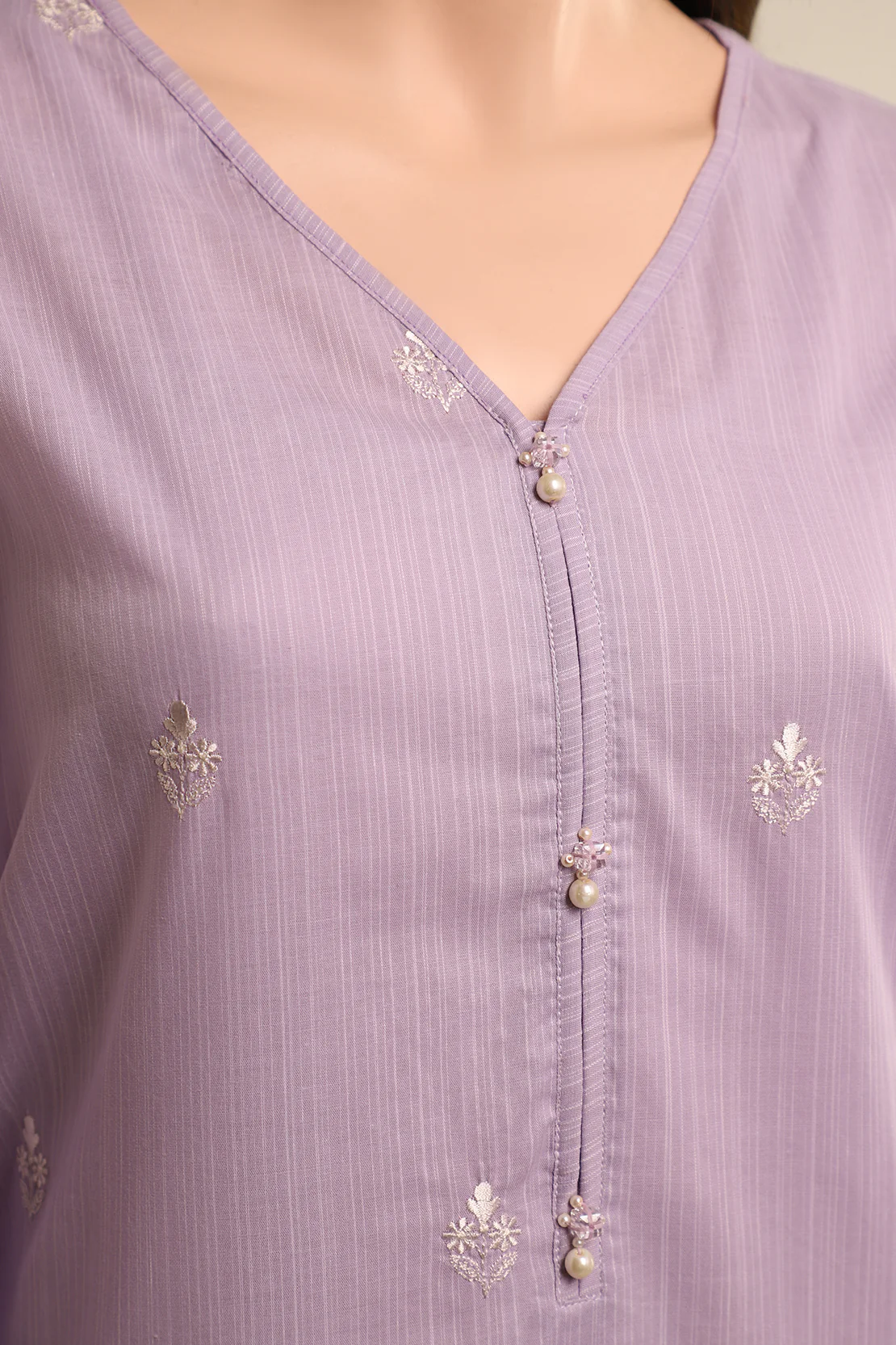 Solid Emb Cotton Dobby Stitched 2 Piece (Shirt/Trouser) - Image 3