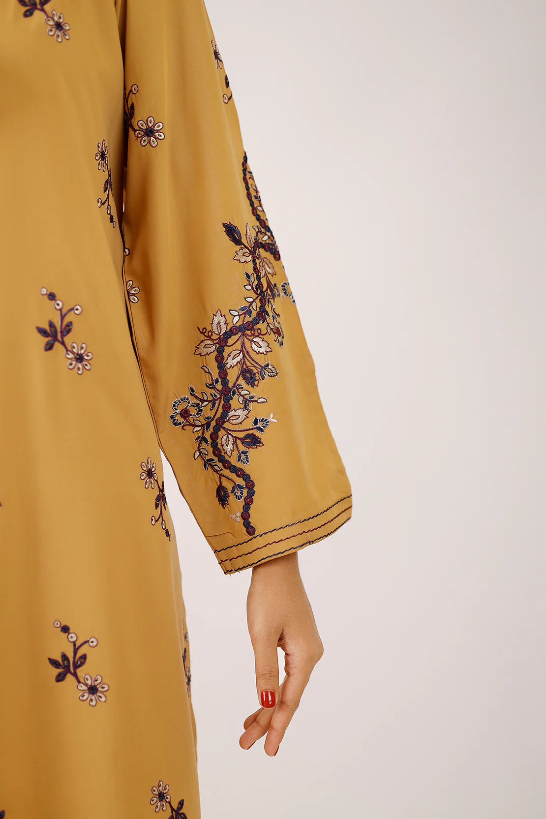 Solid Embroidered Easy Care Fabric Suit - Image 5