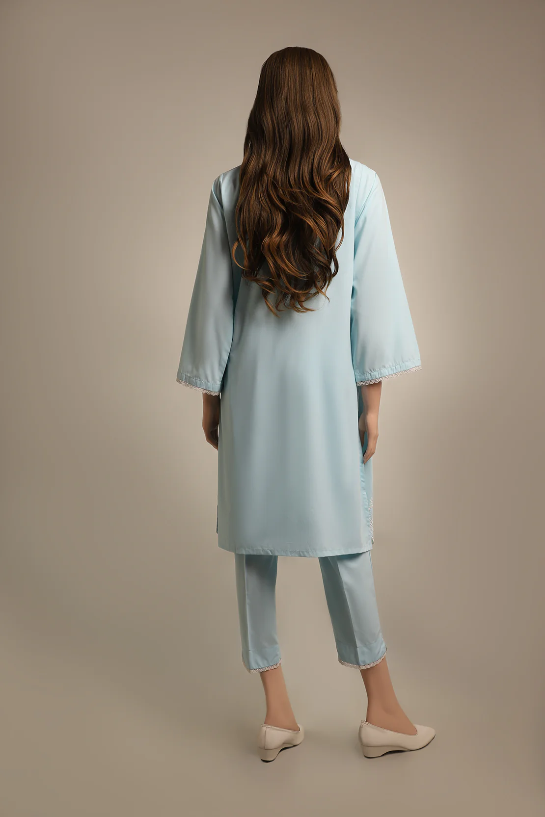 Solid Emb Easy Care Fabric Suit - Image 2