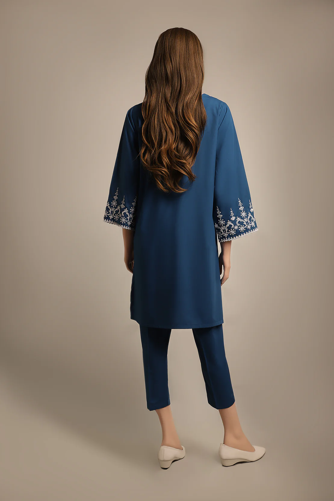 Solid Emb Easy Care Fabric Suit - Image 3