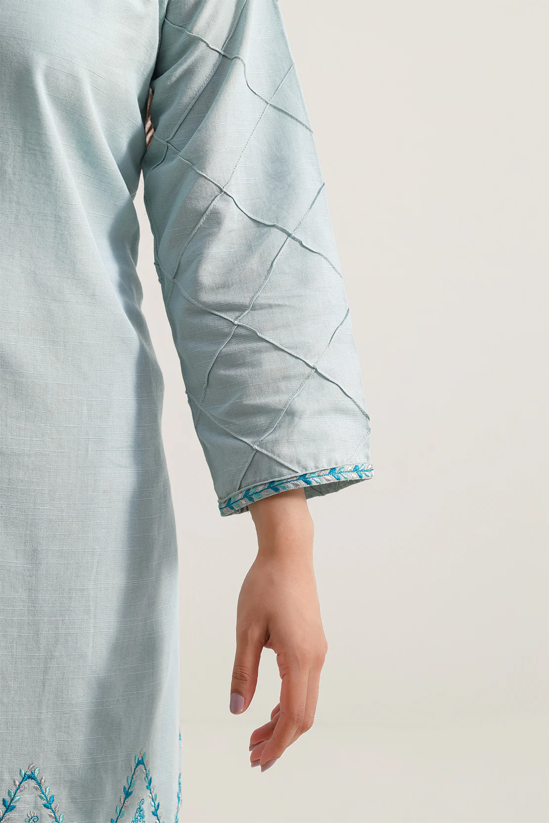 Solid+Emb Khaddar Stitched 2 Piece (Shirt/Trouser) - Image 5