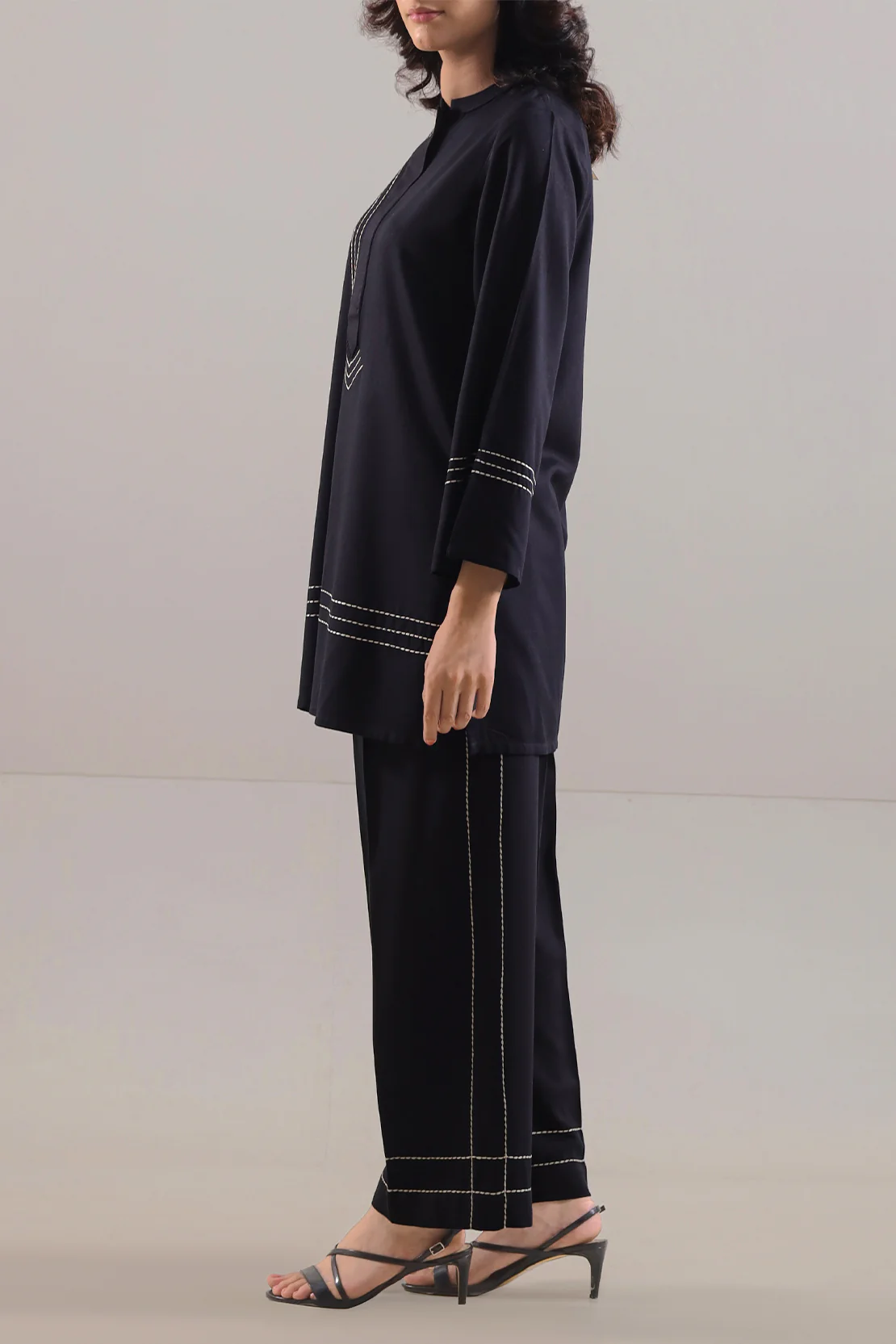 Solid Embroidered Acrylic Stitched 2 Piece (Shirt/Trouser) - Image 3