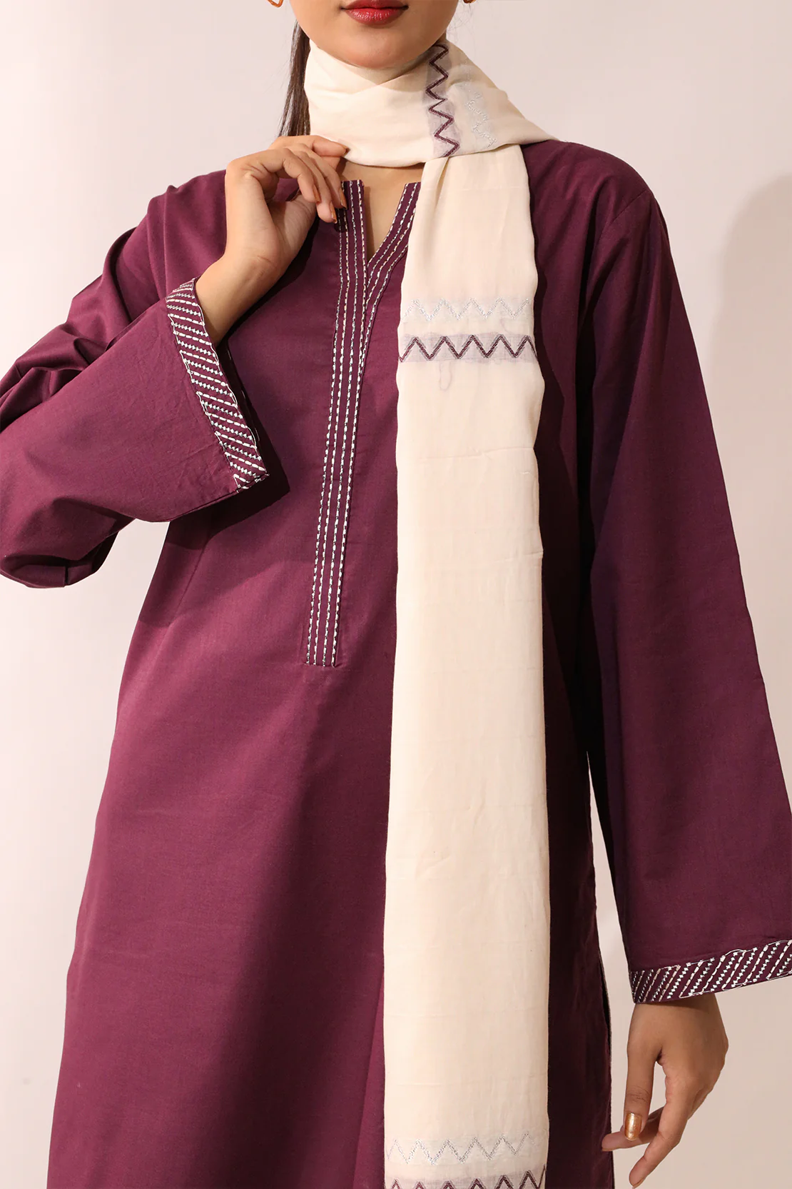 Solid Embroidered Cambric Stitched 2 Piece (Shirt/Trouser) - Image 5