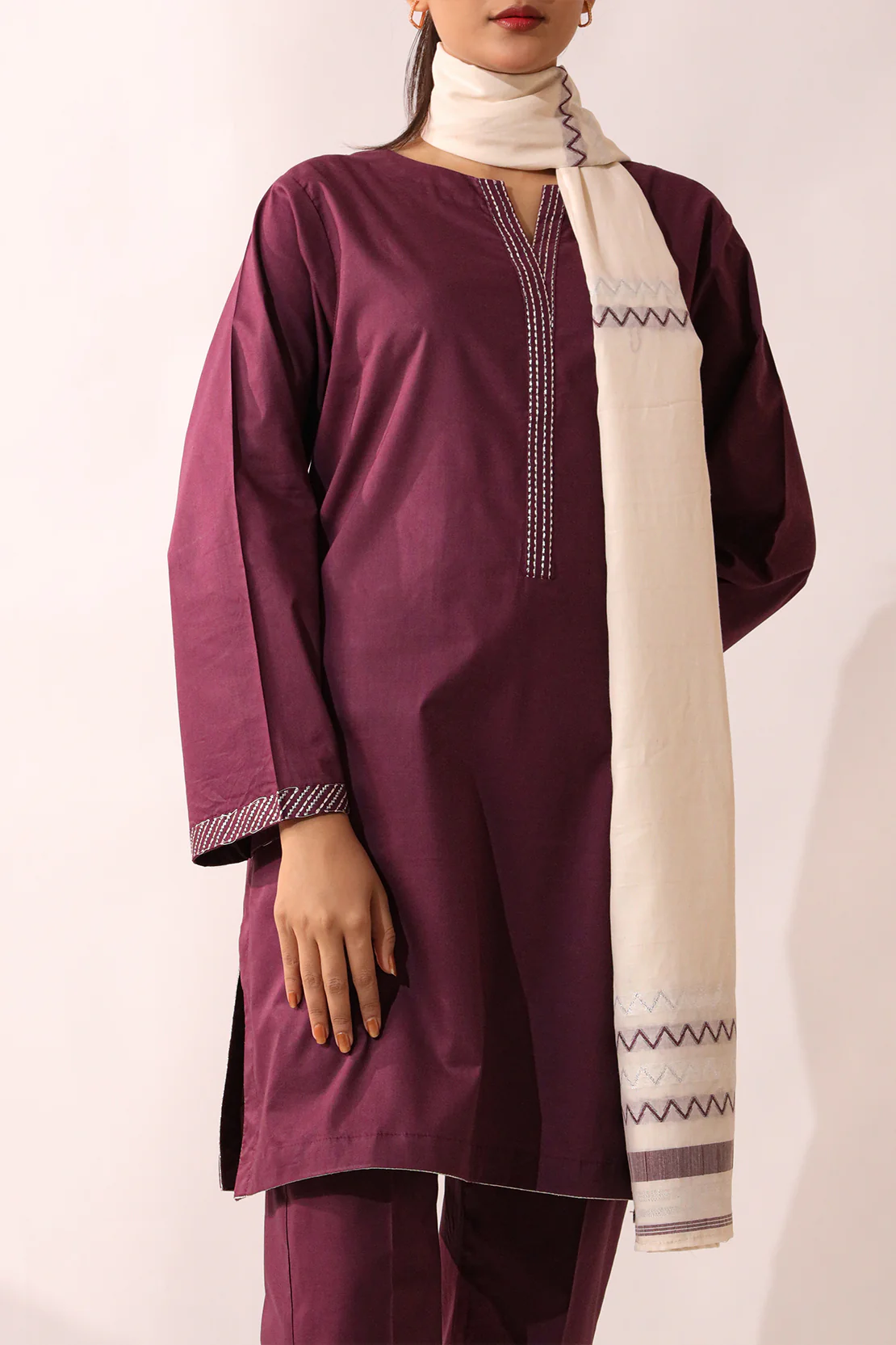 Solid Embroidered Cambric Stitched 2 Piece (Shirt/Trouser) - Image 7