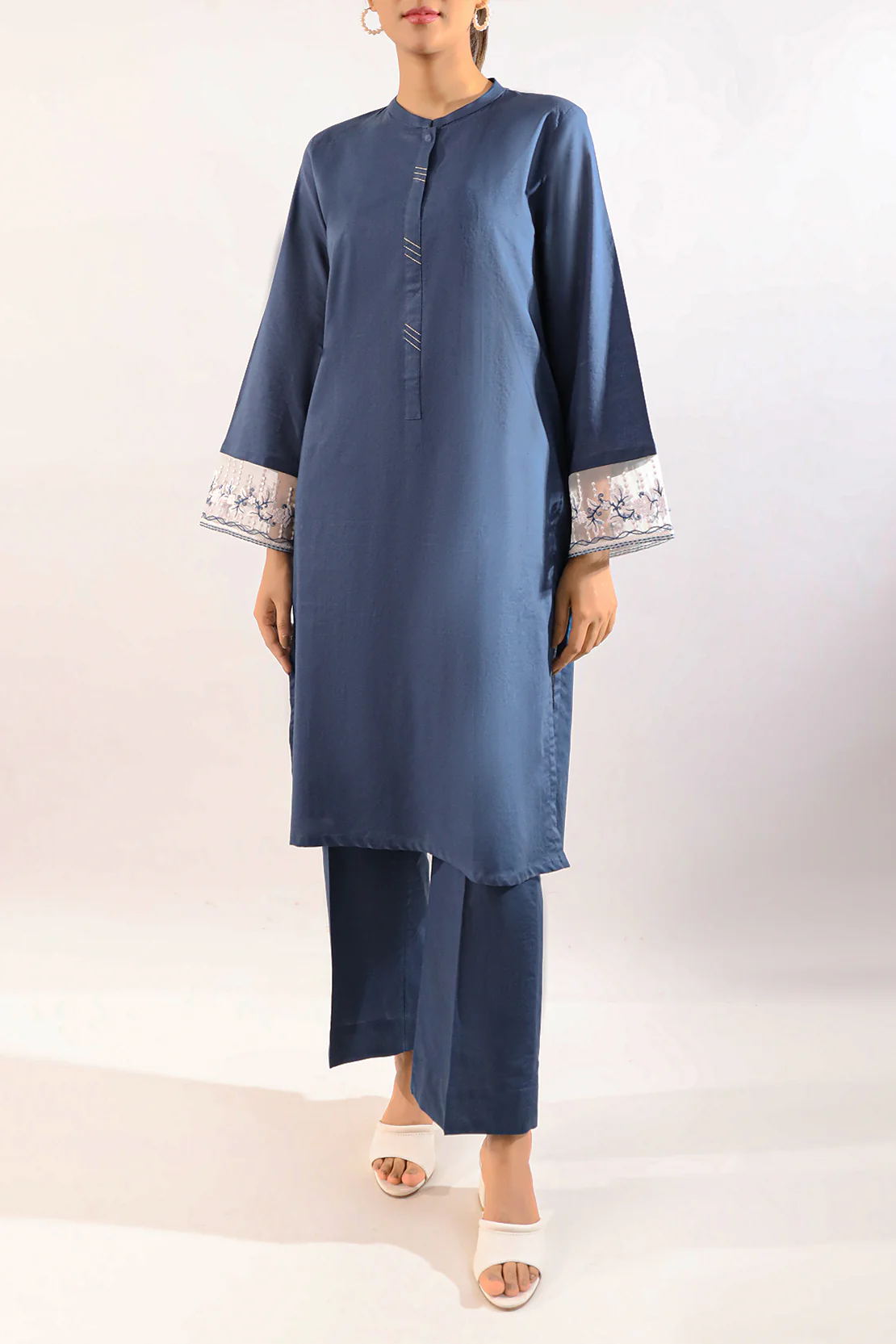 Solid Embroidered Cambric Stitched 2 Piece (Shirt/Trouser) - Image 4