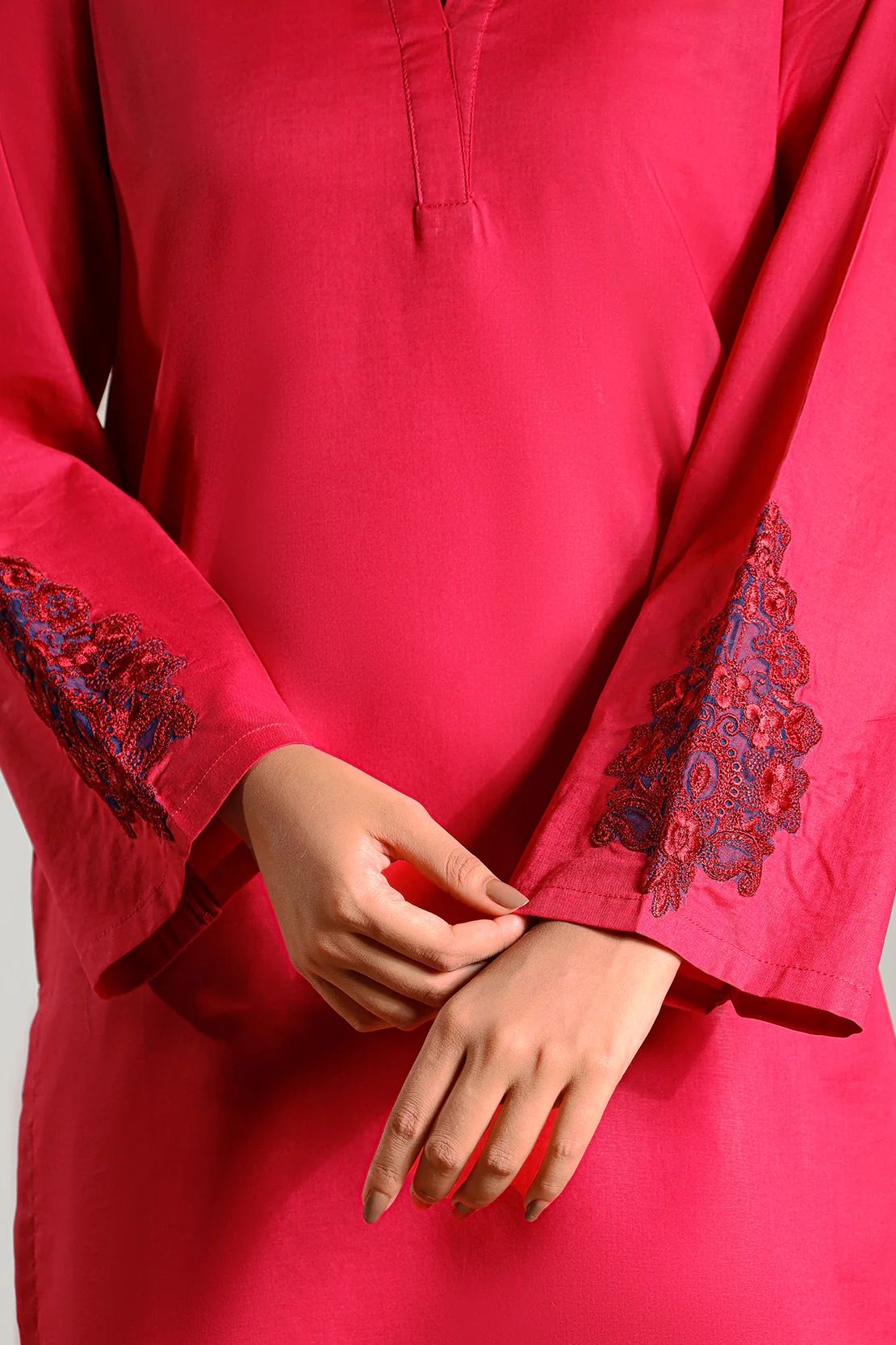 Solid Embroidered Cambric  Stitched 2 Piece (Shirt/Trouser) - Image 6