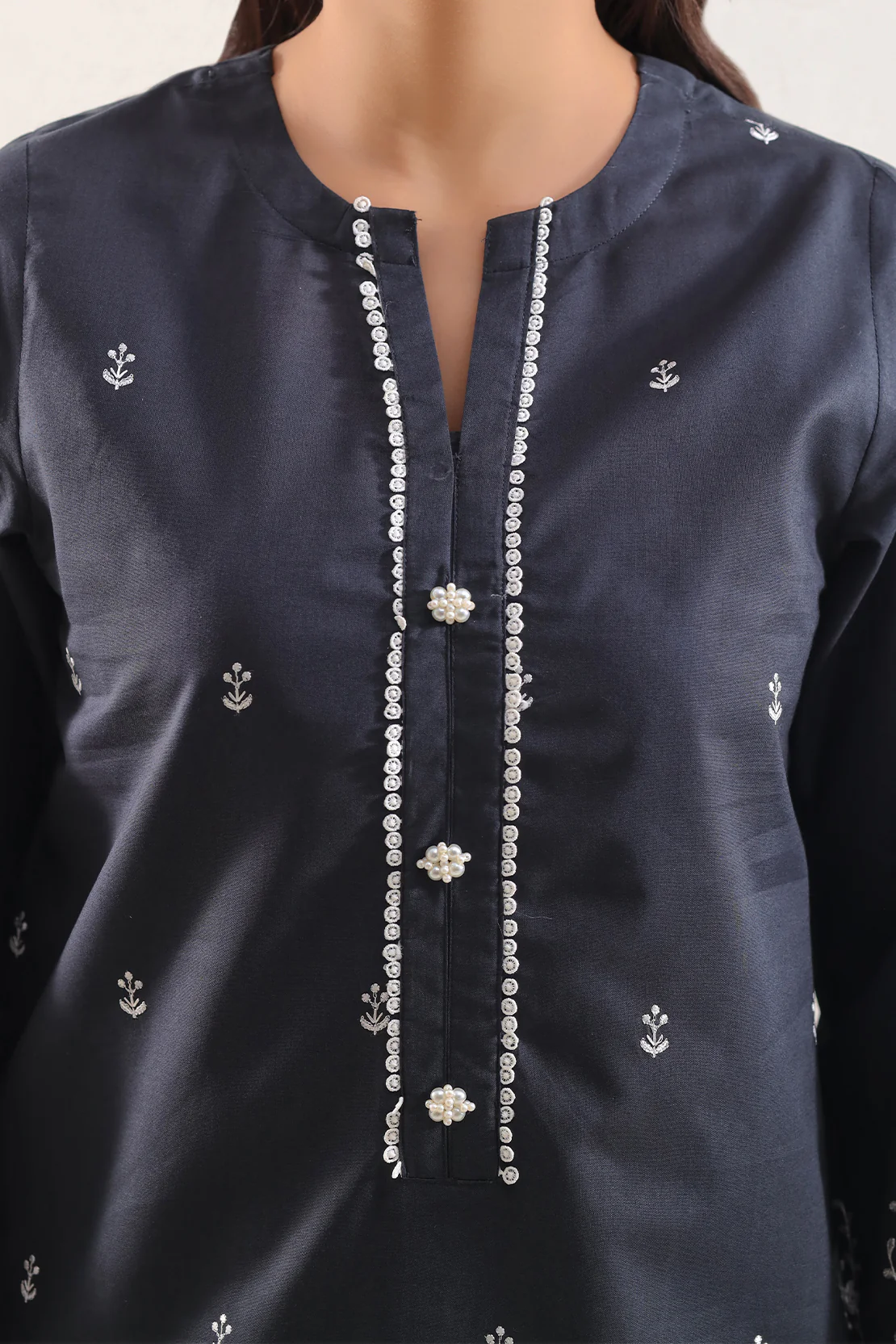 Solid Embroidered Cambric Stitched 2 Piece (Shirt/Trouser) - Image 2