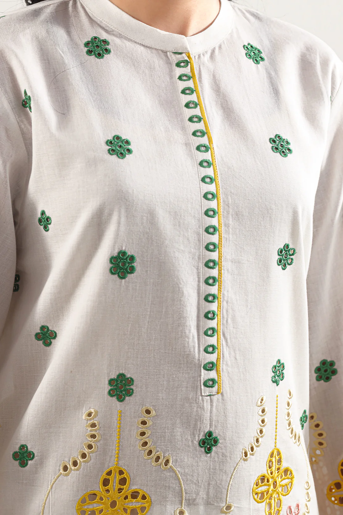Solid Embroidered Cambric Stitched 2 Piece (Shirt/Trouser) - Image 4