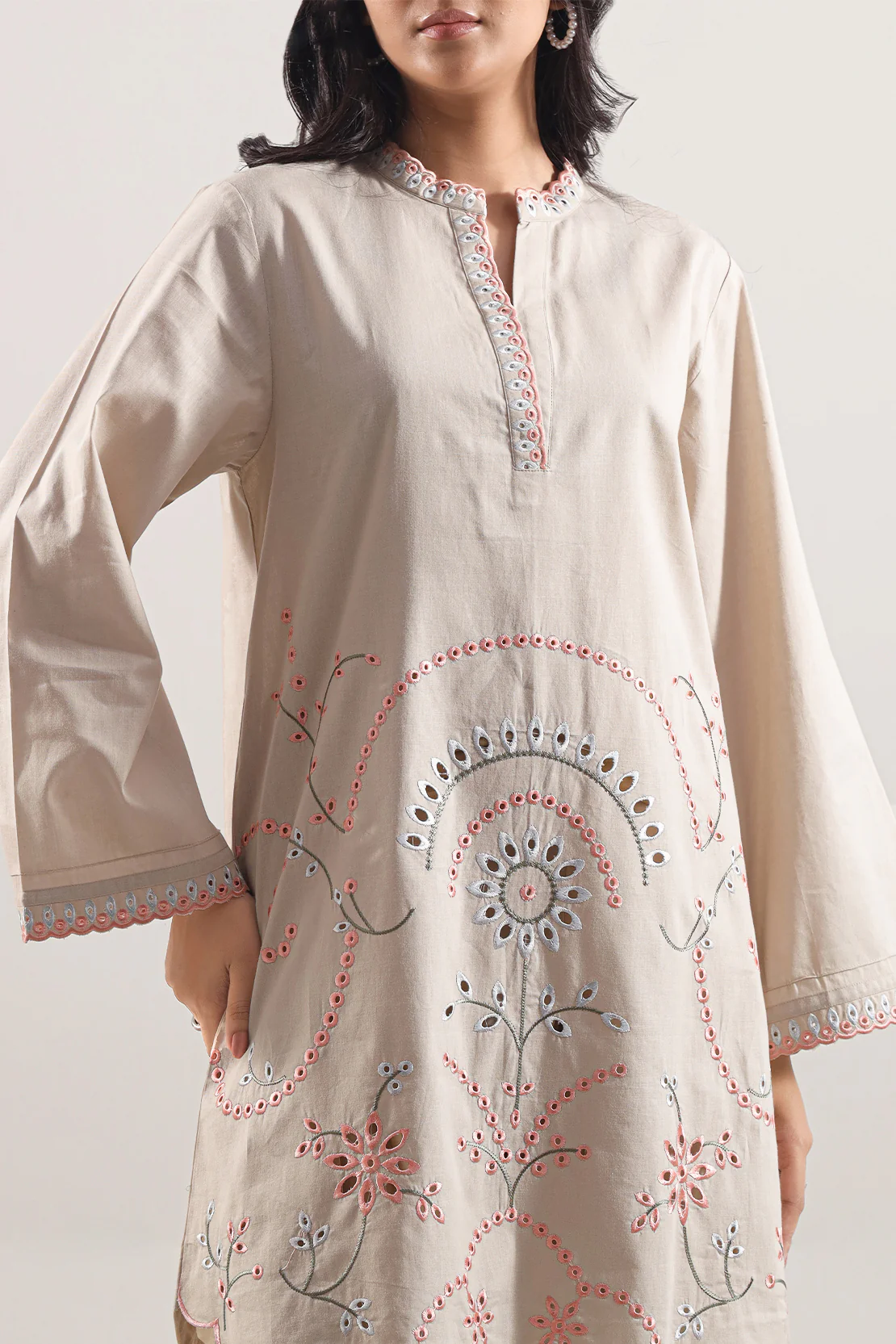 Solid Embroidered Cambric Stitched 2 Piece (Shirt/Trouser) - Image 2