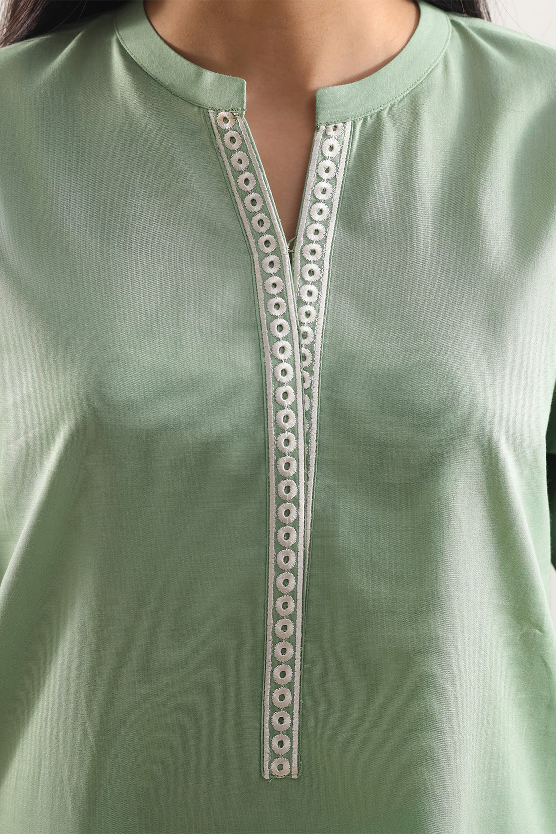 Solid Embroidered Cambric Stitched 2 Piece (Shirt/Trouser) - Image 4
