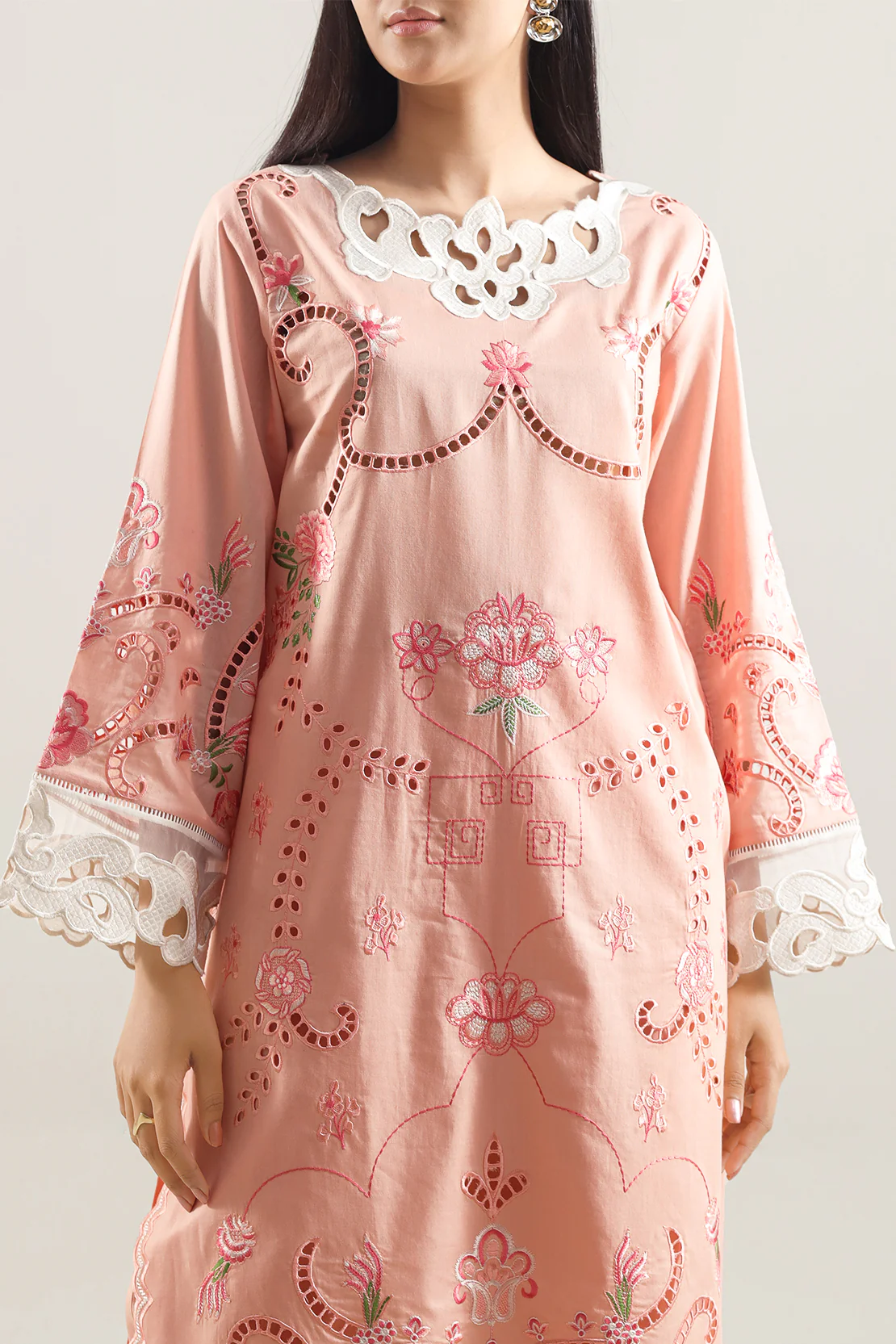 Solid Embroidered Cambric Stitched 2 Piece (Shirt/Trouser) - Image 2