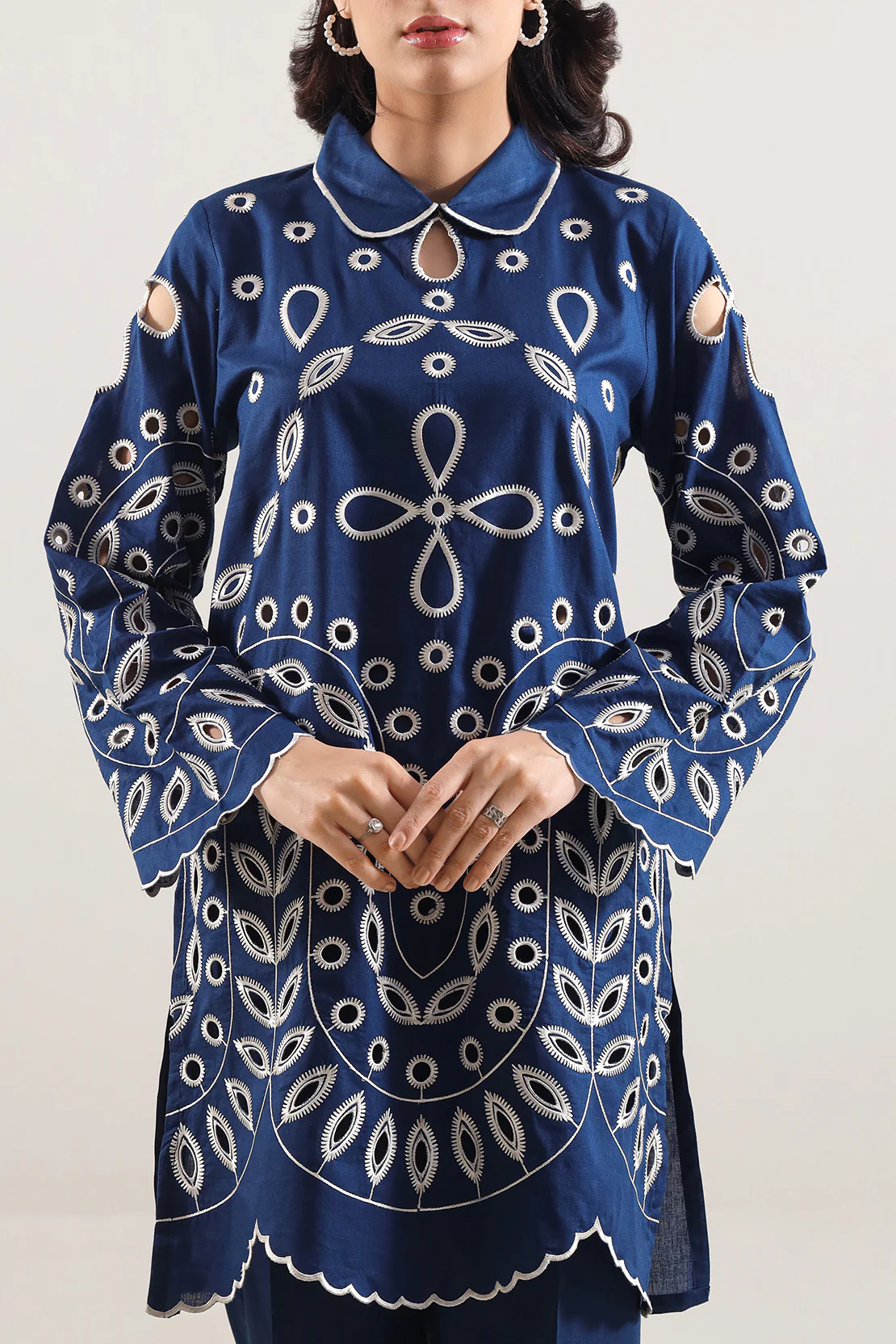 Solid Embroidered Cambric Stitched 2 Piece (Shirt/Trouser) - Image 2