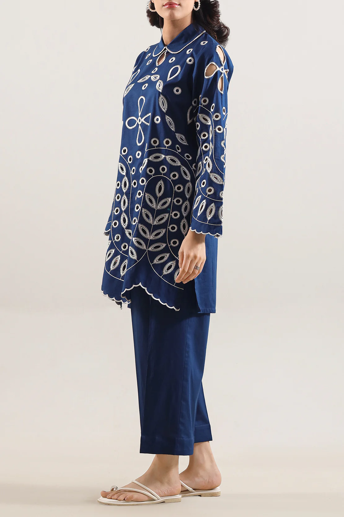 Solid Embroidered Cambric Stitched 2 Piece (Shirt/Trouser) - Image 3