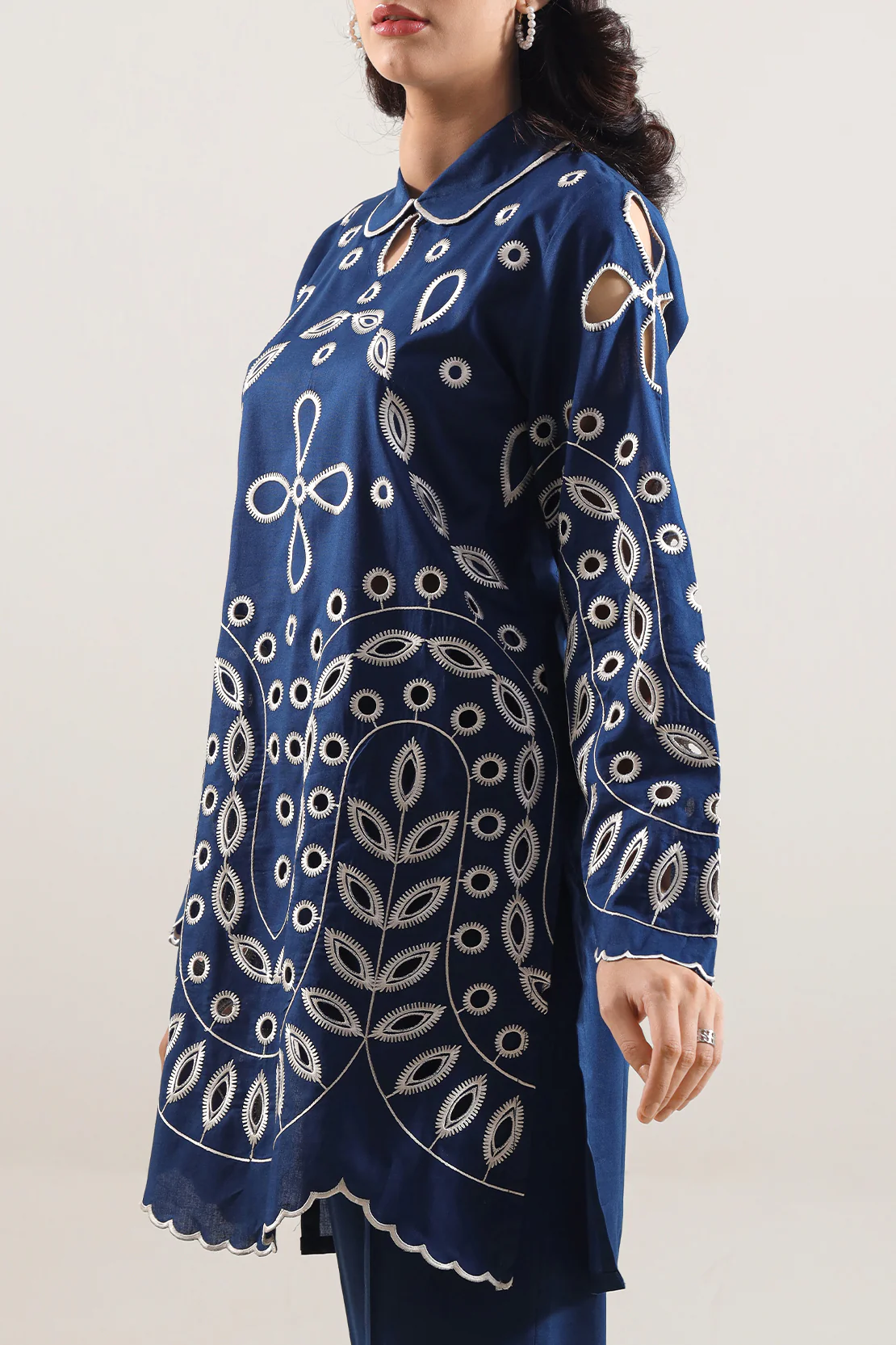 Solid Embroidered Cambric Stitched 2 Piece (Shirt/Trouser) - Image 4