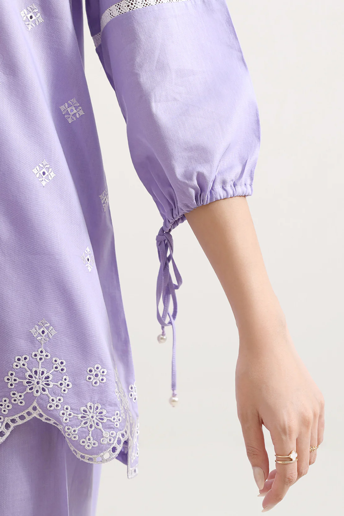 Solid Embroidered Cambric Stitched 2 Piece (Shirt/Trouser) - Image 4