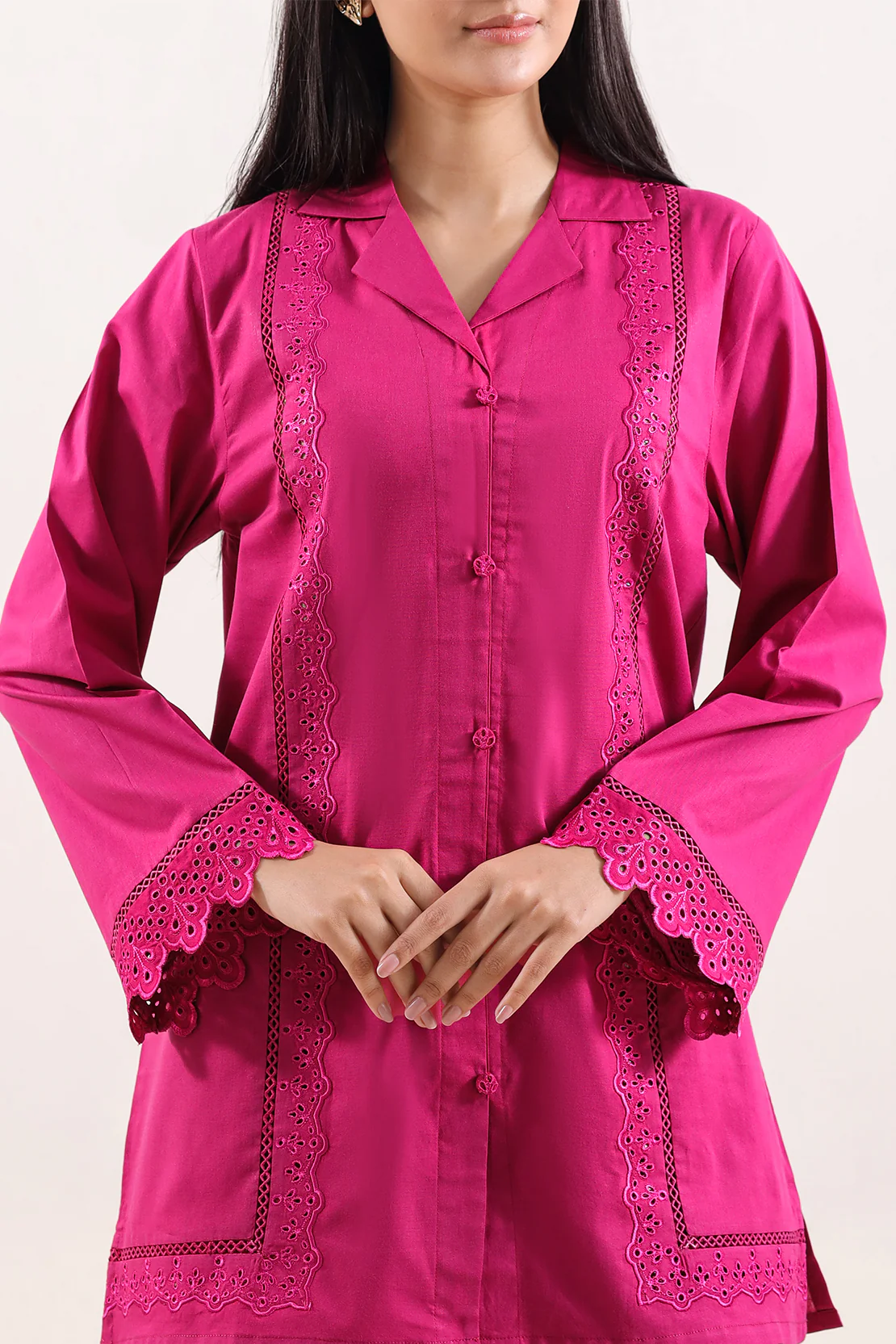 Solid Embroidered Cambric Stitched 2 Piece (Shirt/Trouser) - Image 2