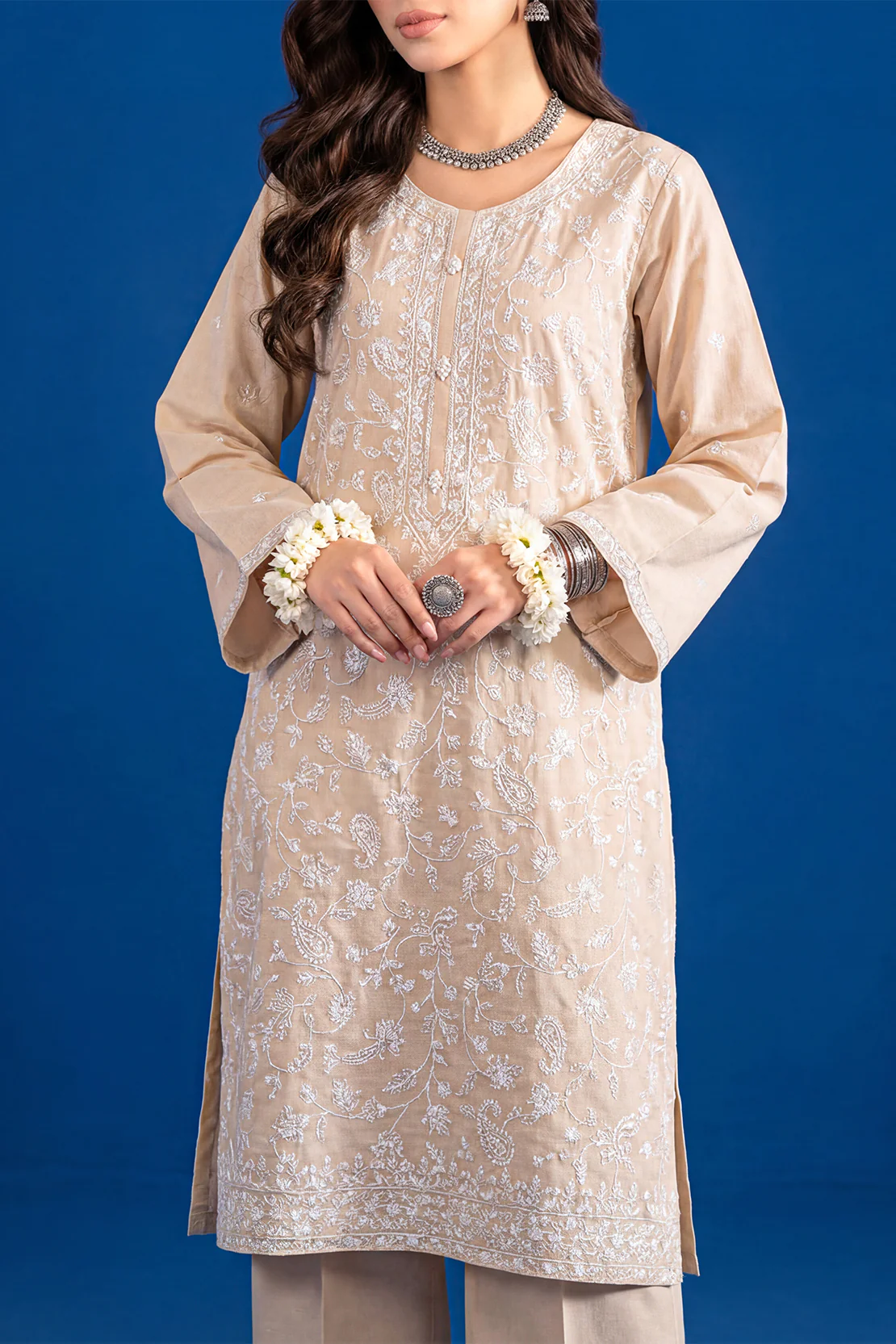 Solid Embroidered Cambric Stitched 2 Piece (Shirt/Trouser) - Image 2
