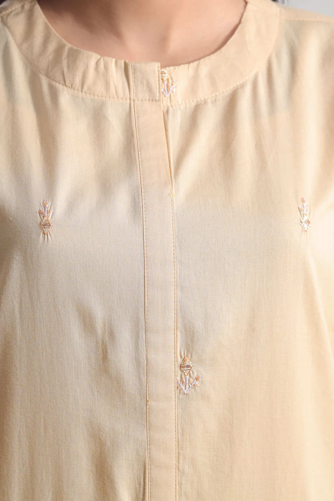 Solid Embroidered Cambric Stitched 3 Piece - Image 6