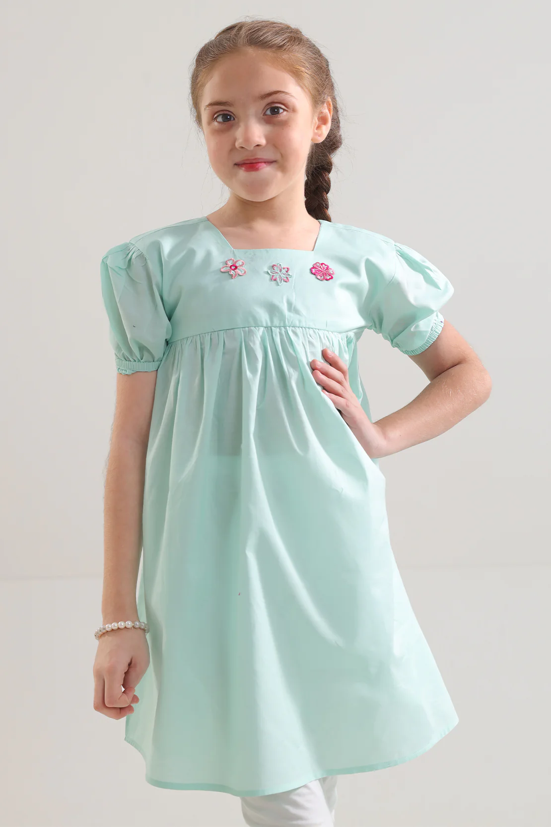 Solid Embroidered Cambric Stitched Shirt For Kids - Image 3