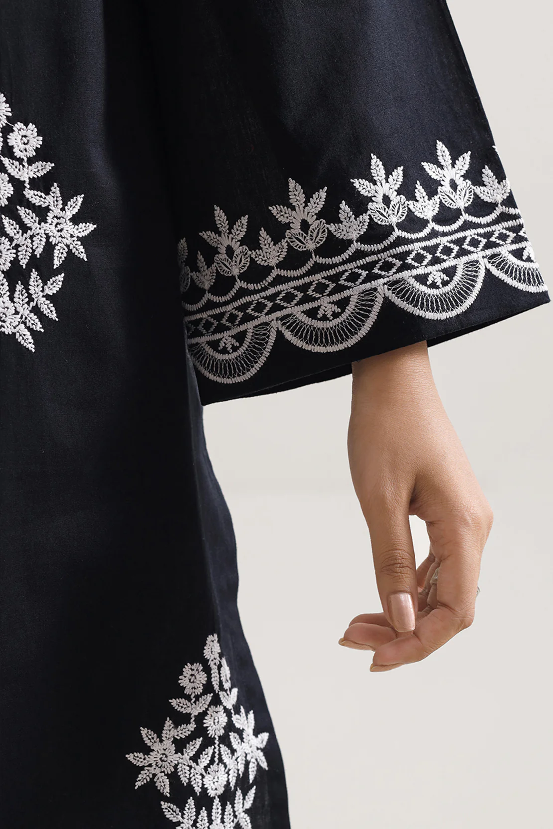 Solid Embroidered Cambric Stitched Shirt - Image 4