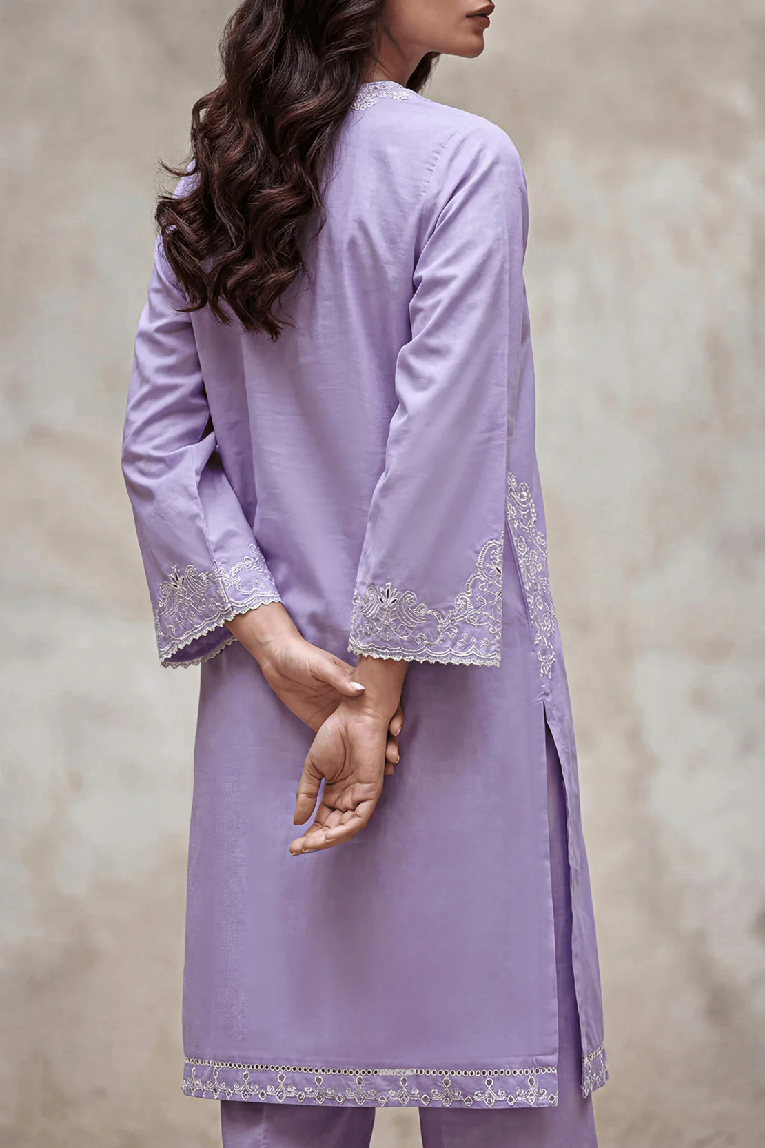 Solid Embroidered Cambric Stitched Shirt - Image 4