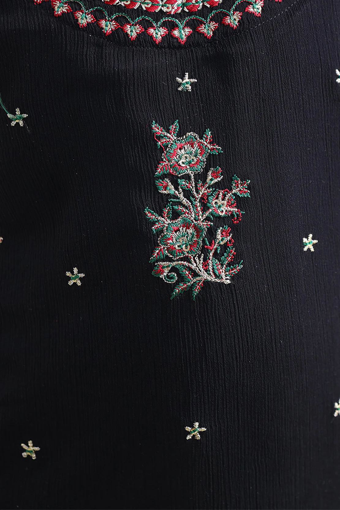 Solid Embroidered Chiffon Stitched 2 Piece (Shirt/Trouser) For Kids - Image 5
