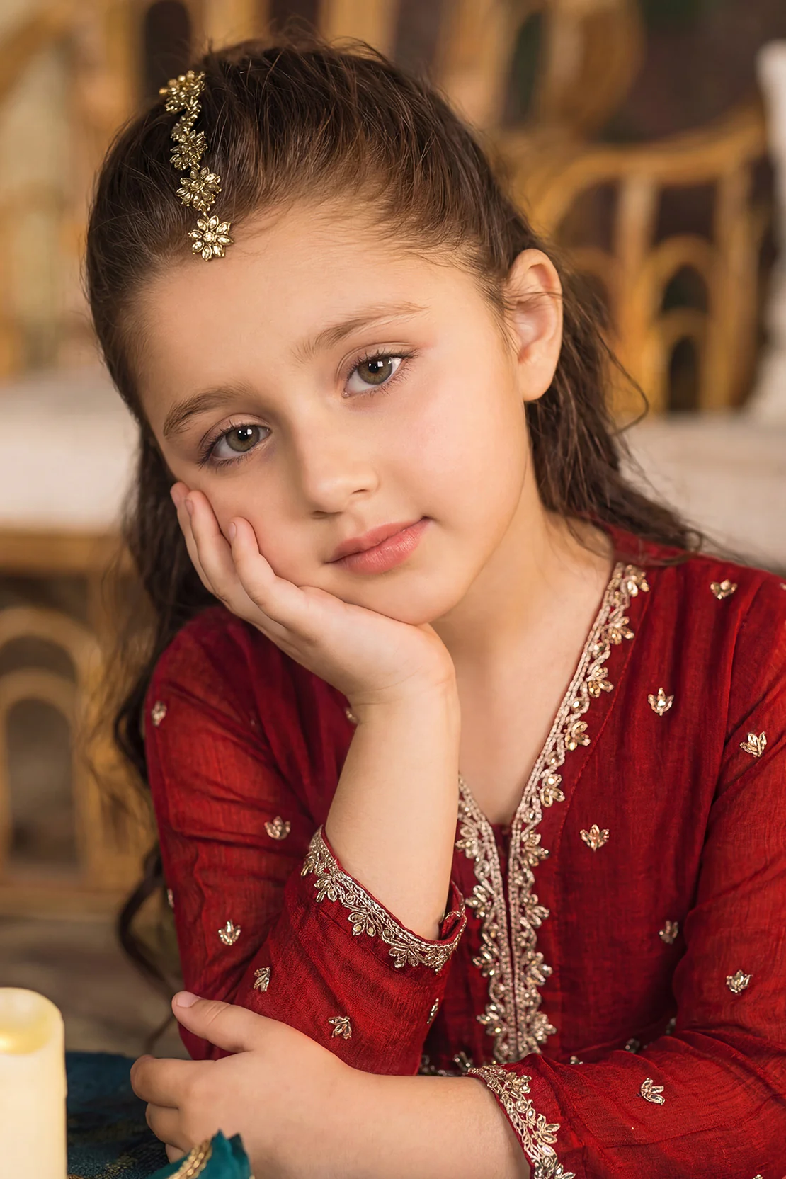 Solid Embroidered Chiffon Stitched 2 Piece (Shirt/Trouser) For Kids - Image 6