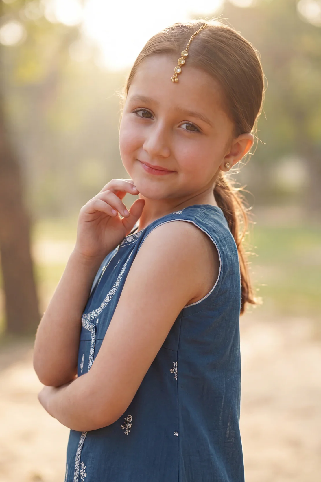 Solid Embroidered Chiffon Stitched 2 Piece (Shirt/Trouser) For Kids - Image 4