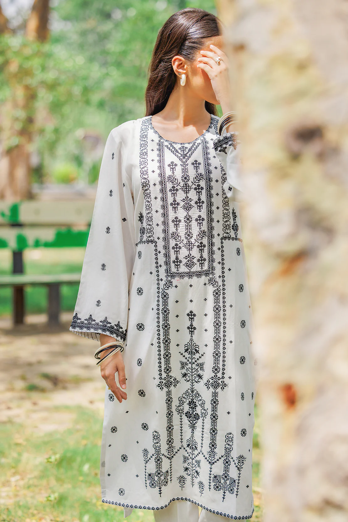 Solid Embroidered Cotton Stitched 2 Piece (Shirt/Trouser) - Image 4