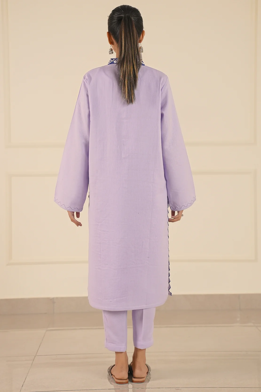 Solid Embroidered Cotton Stitched 2 Piece (Shirt/Trouser) - Image 7