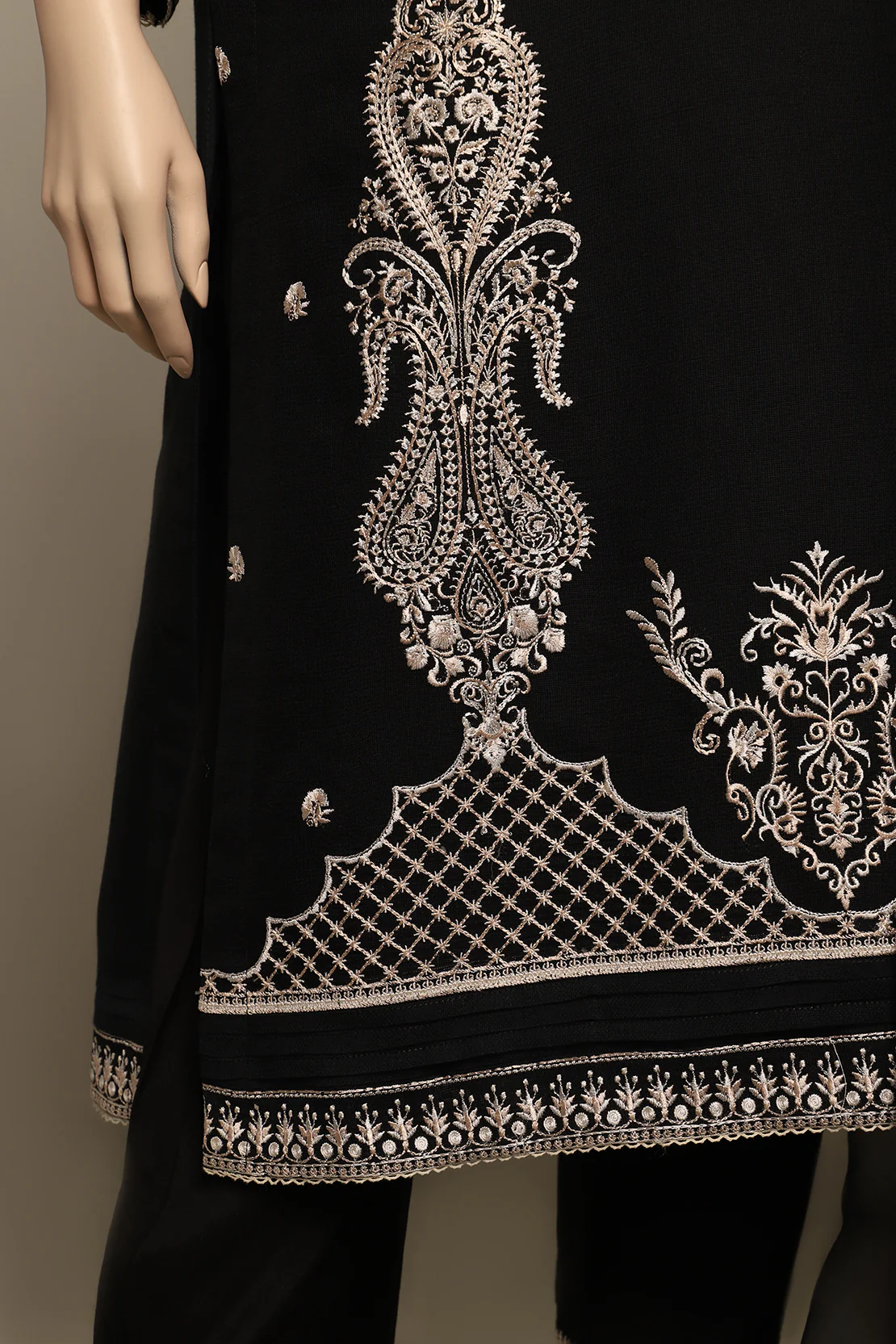 Solid Embroidered Cotton Stitched 3 Piece - Image 5