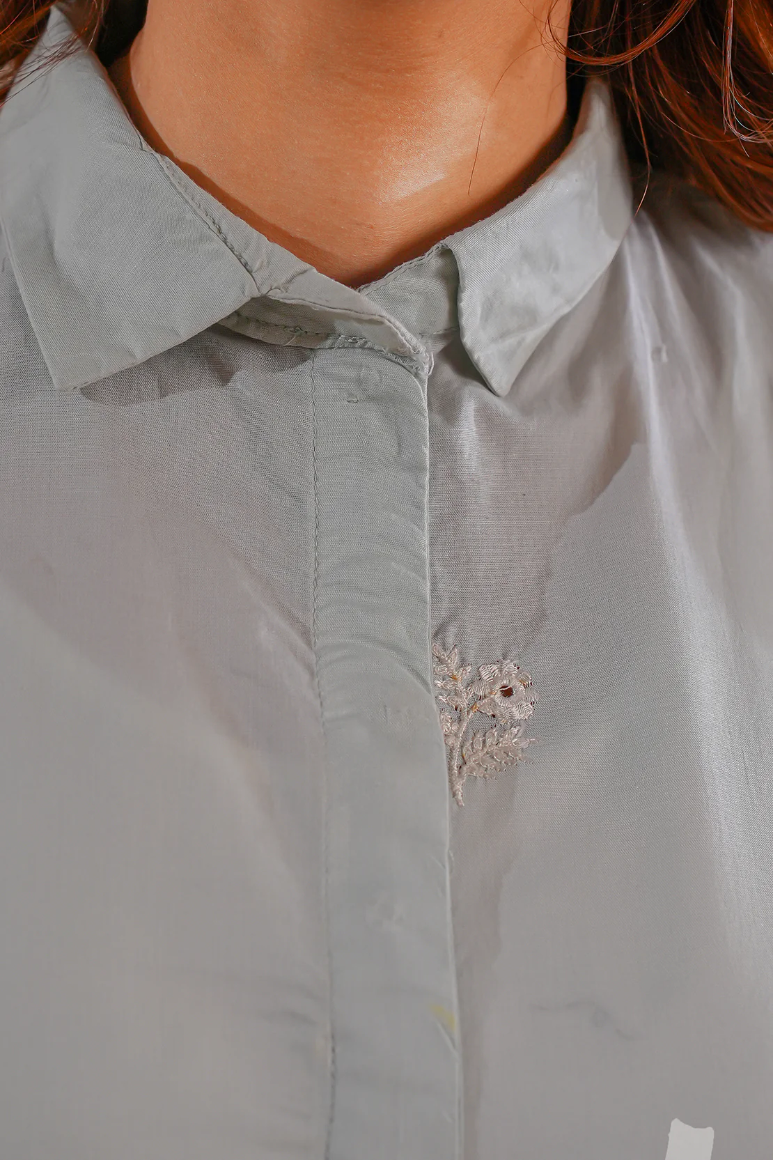 Solid Embroidered Cotton Stitched 3 Piece - Image 5