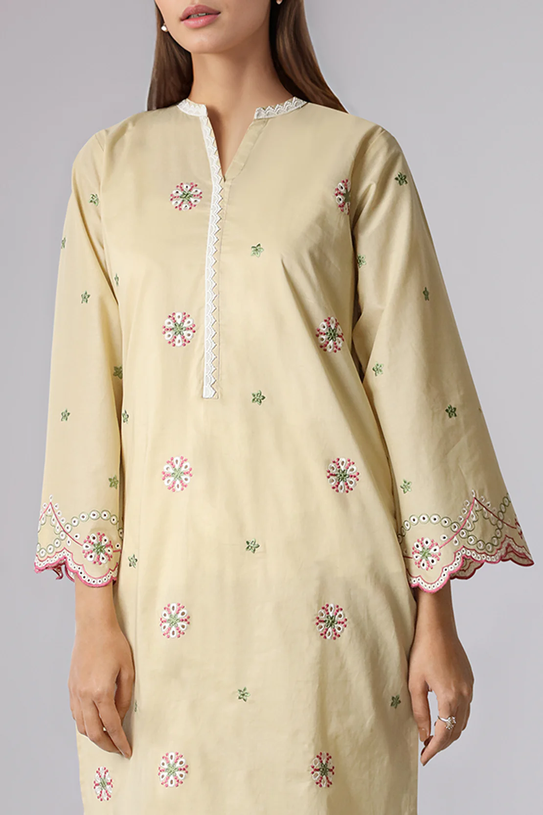 Solid Embroidered Cotton Stitched Shirt