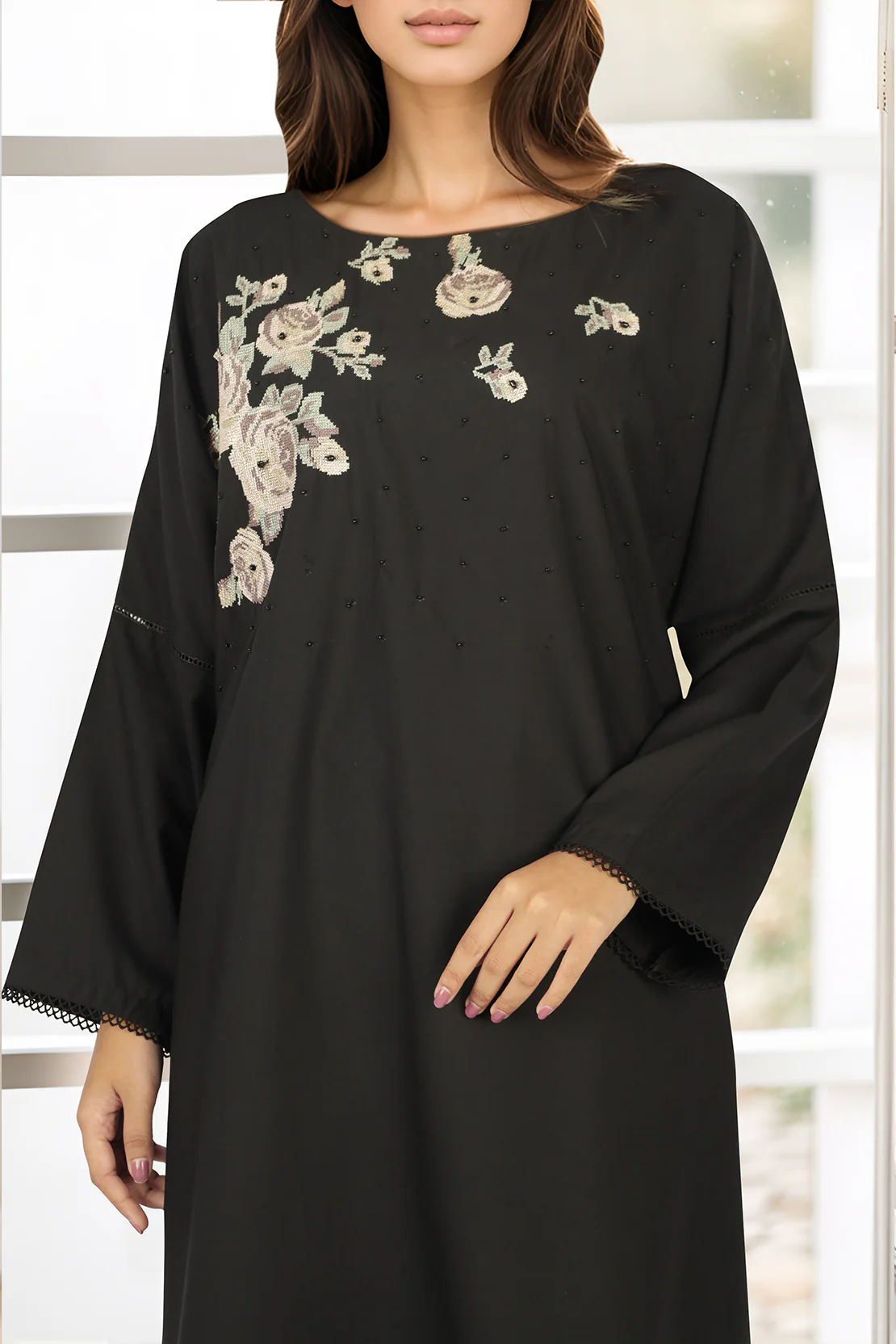Solid Embroidered Cotton Stitched Shirt - Image 3