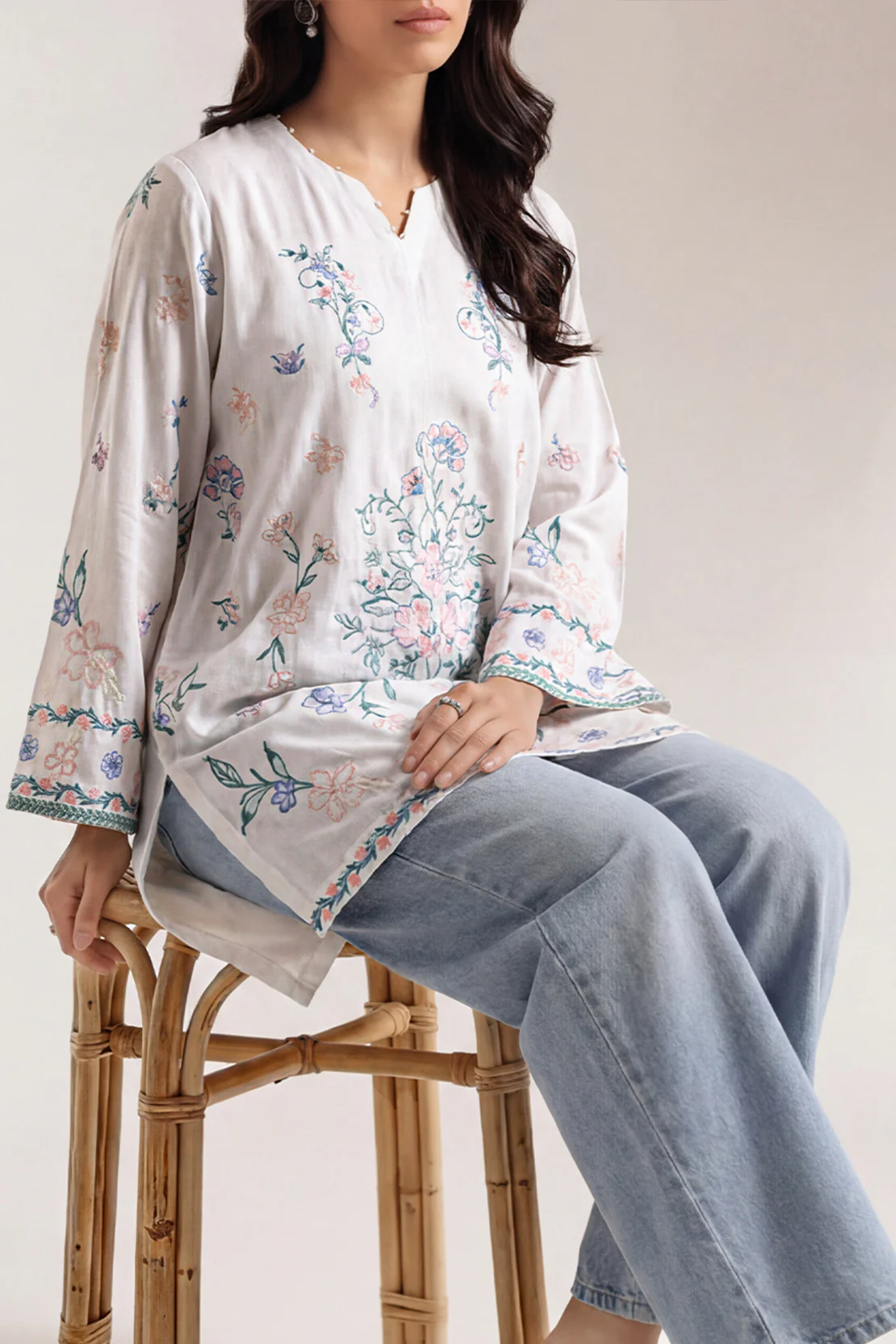 Solid Embroidered Cotton Stitched Shirt