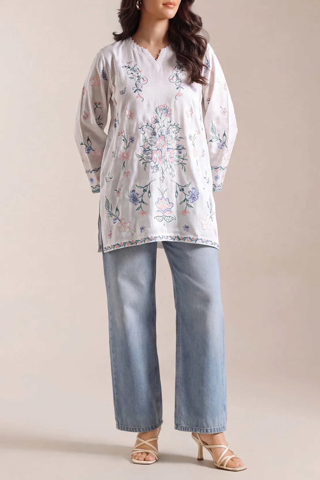 Solid Embroidered Cotton Stitched Shirt - Image 2