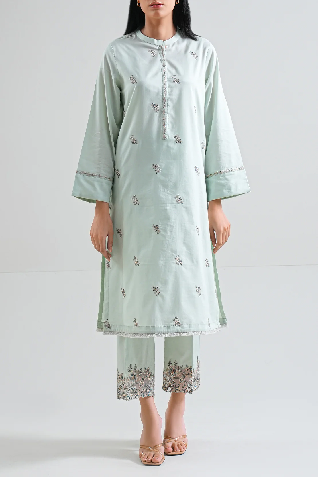 Solid Embroidered Cotton Stitched Shirt - Image 2