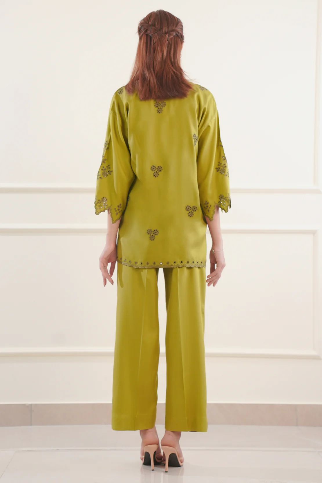 Solid Embroidered Dobby Crepe Stitched 2 Piece (Shirt/Trouser) - Image 3