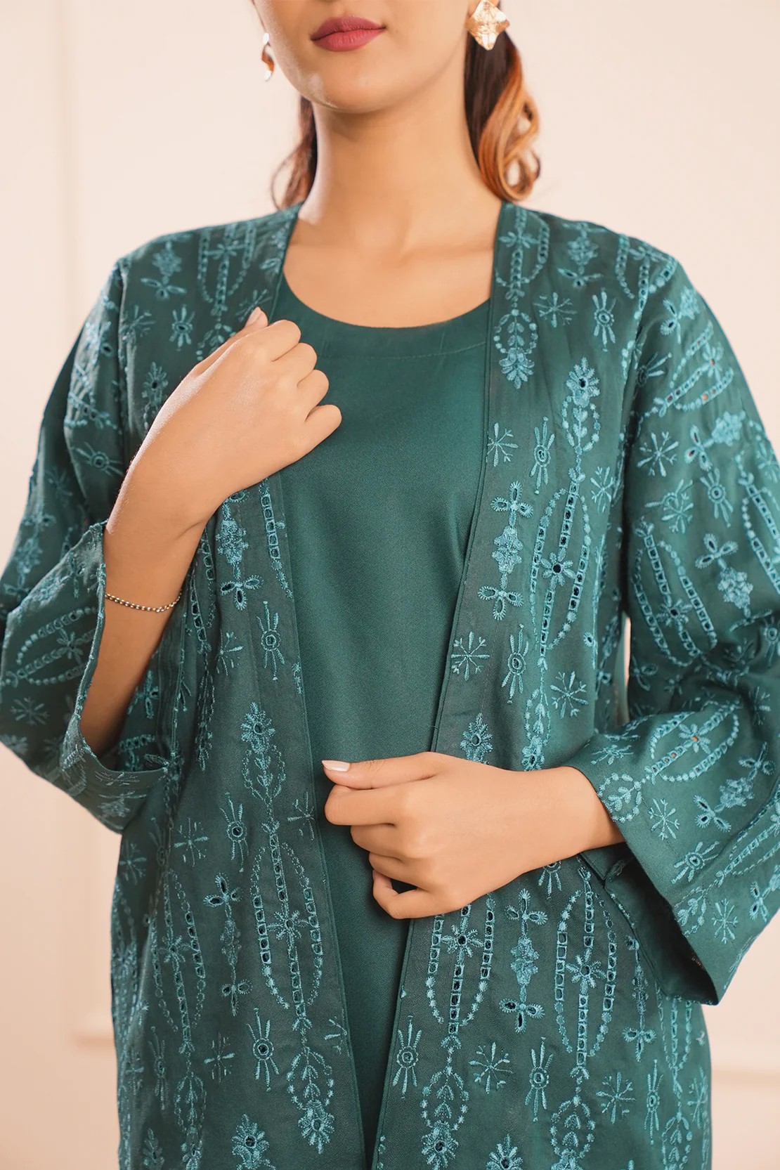 Solid Embroidered Dobby Crepe Stitched 2 Piece (Shirt/Trouser) - Image 4