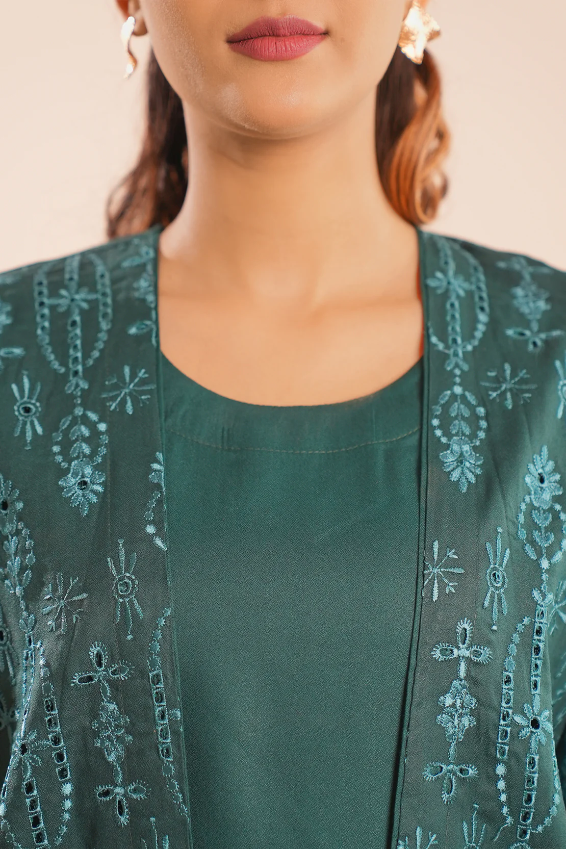 Solid Embroidered Dobby Crepe Stitched 2 Piece (Shirt/Trouser) - Image 5