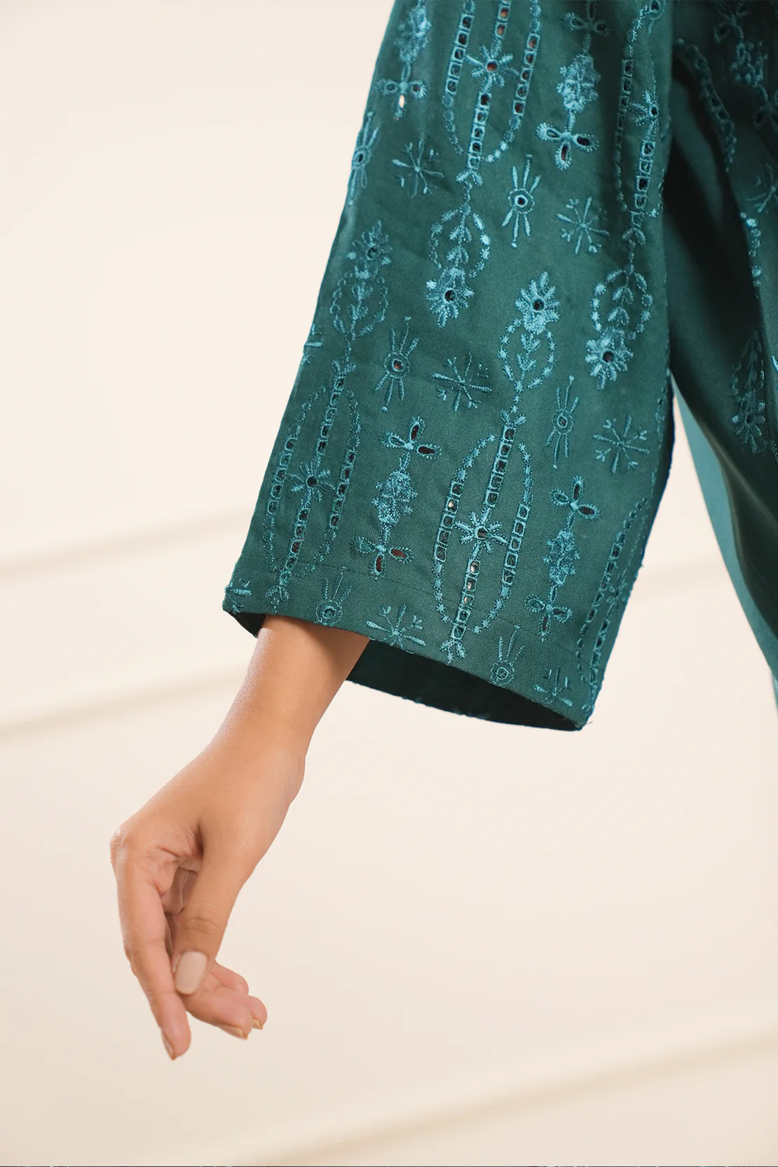 Solid Embroidered Dobby Crepe Stitched 2 Piece (Shirt/Trouser) - Image 6