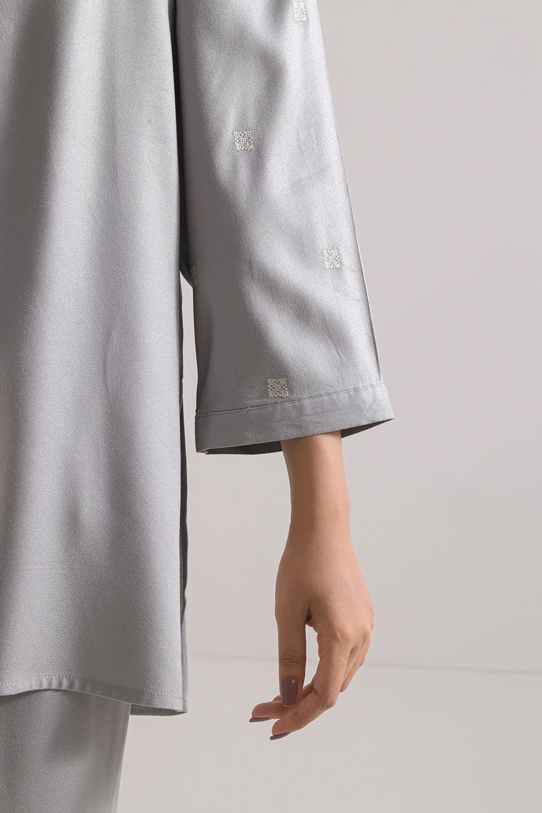 Solid Embroidered Dobby Crepe Stitched 2 Piece (Shirt/Trouser) - Image 6