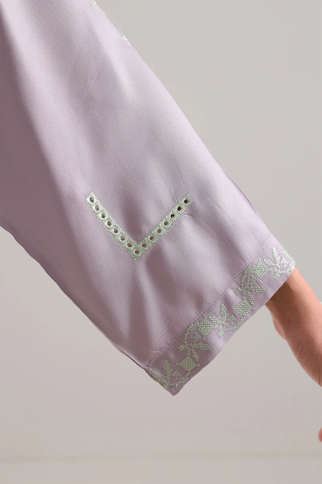 Solid Embroidered Dobby Crepe Stitched 2 Piece (Shirt/Trouser) - Image 6