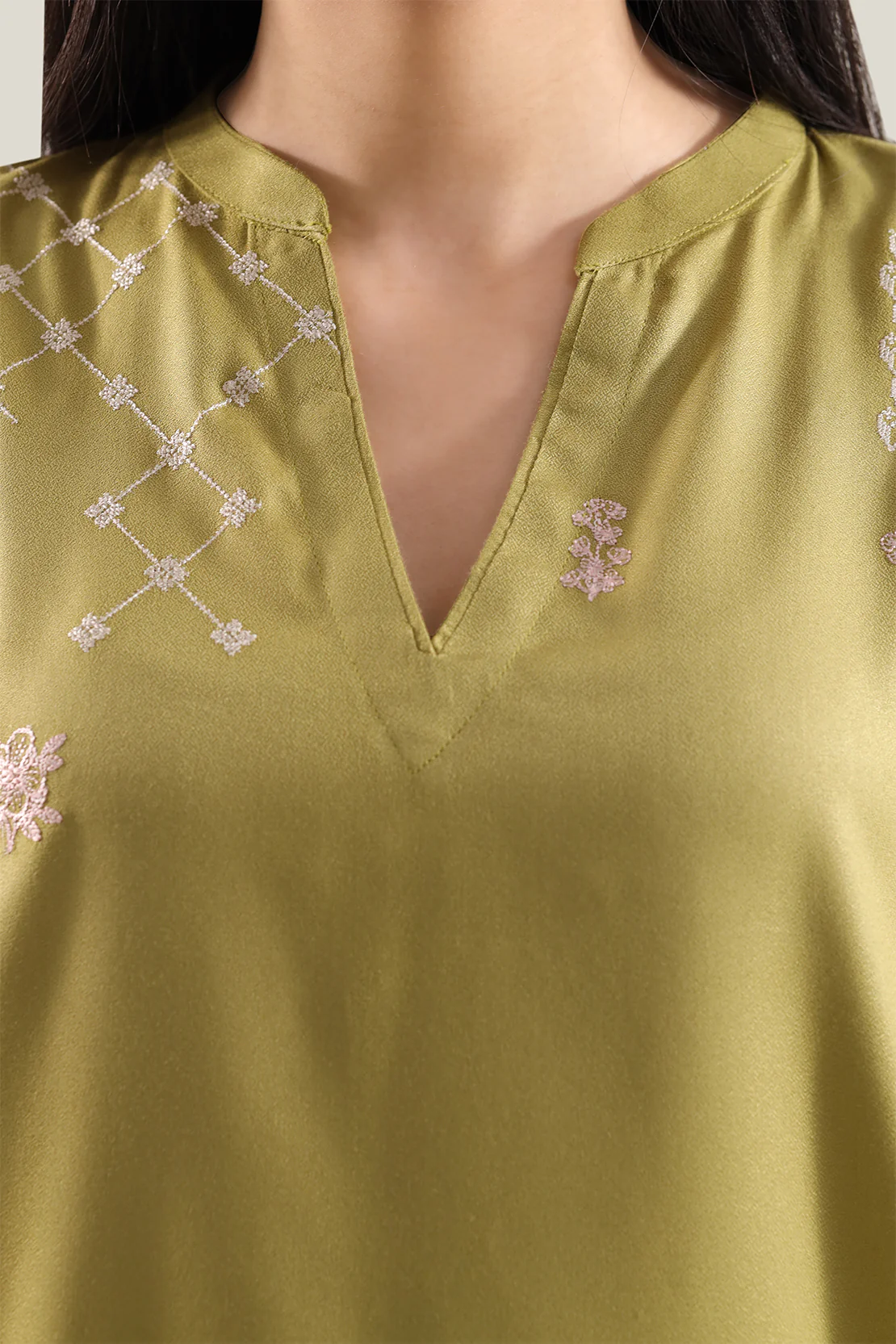 Solid Embroidered Dobby Crepe Stitched 2 Piece (Shirt/Trouser) - Image 3